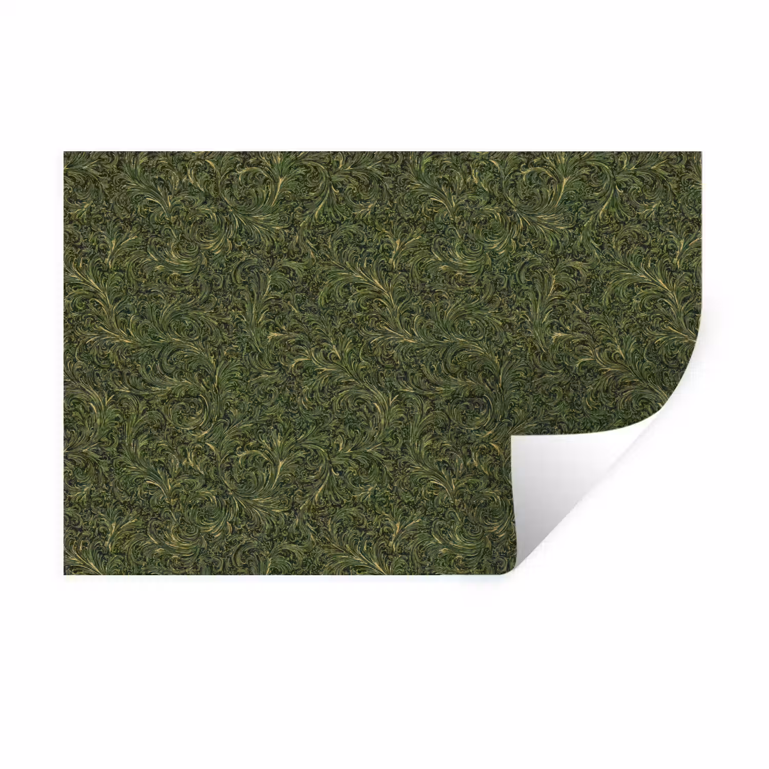 Donker - Groen - Krullend - Botanisch Muursticker klein 286 -3d