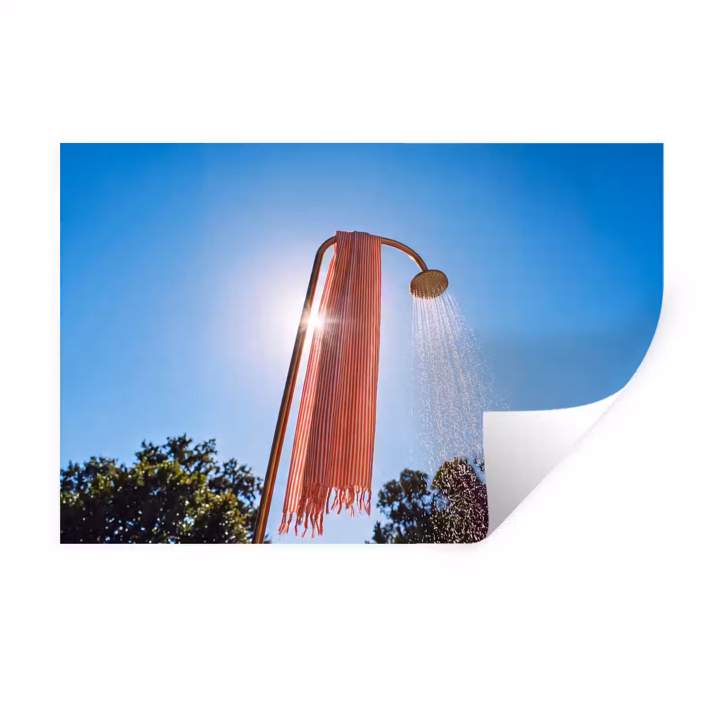 Douche - Water - Zomer - Blauw Muursticker klein -3d