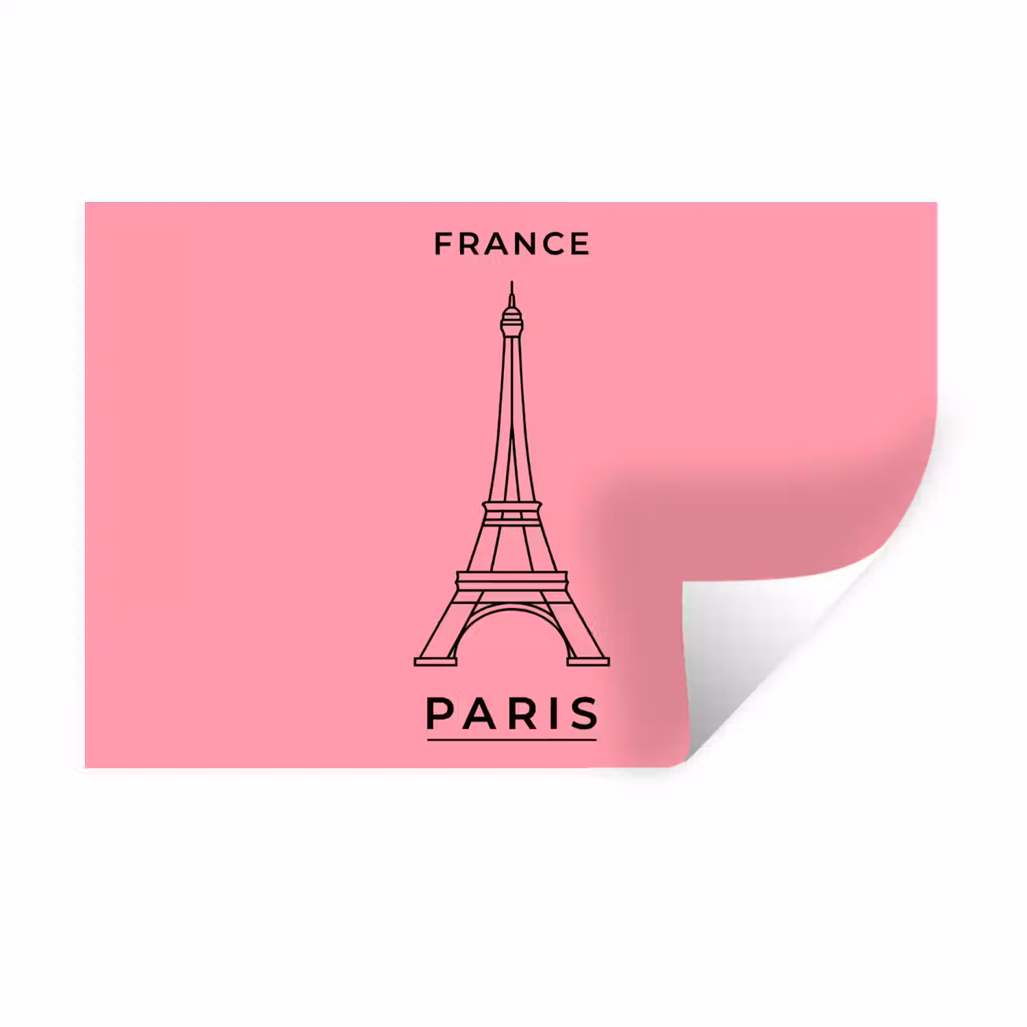 Eiffeltoren - Parijs - Architectuur - Minimalistisch - Roze Muursticker klein -3d