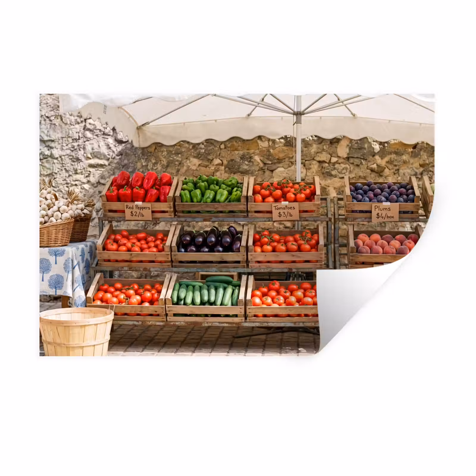 Wandtattoo – Essen – Markt – Frisch - Eten - Markt - Vers Muursticker klein