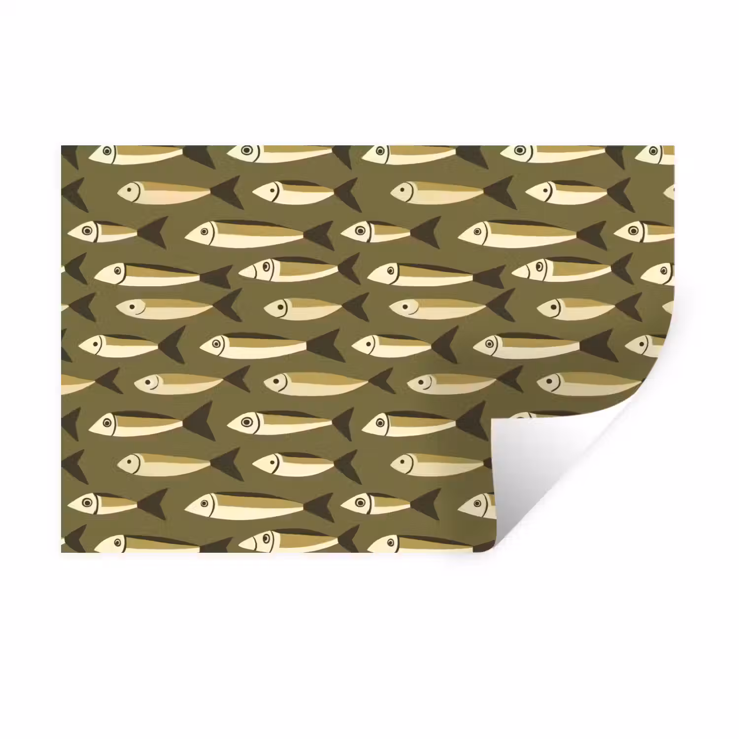 Vis - Patroon - Groen Muursticker klein 286 -3d