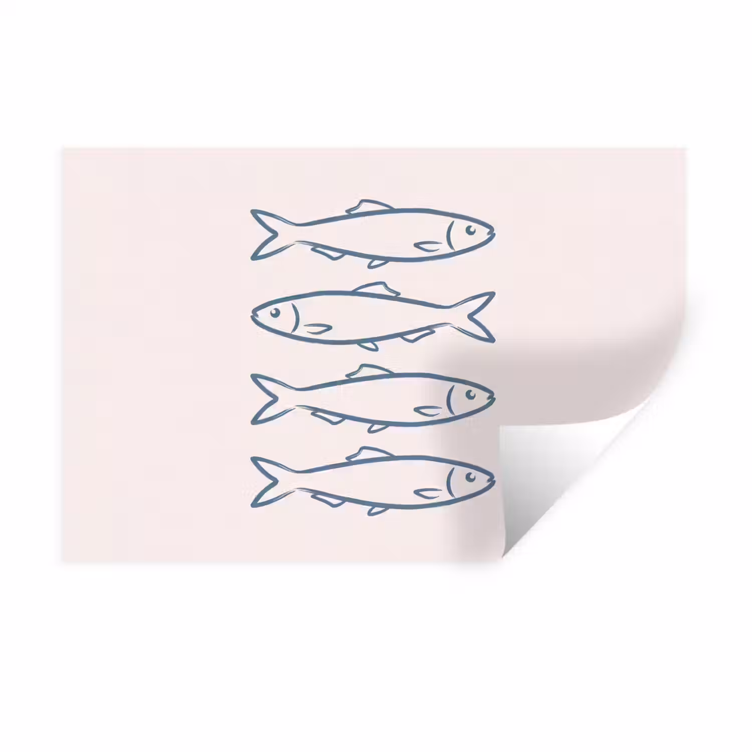Vis - Vier - Dieren - Abstract - Blauw Muursticker klein -3d