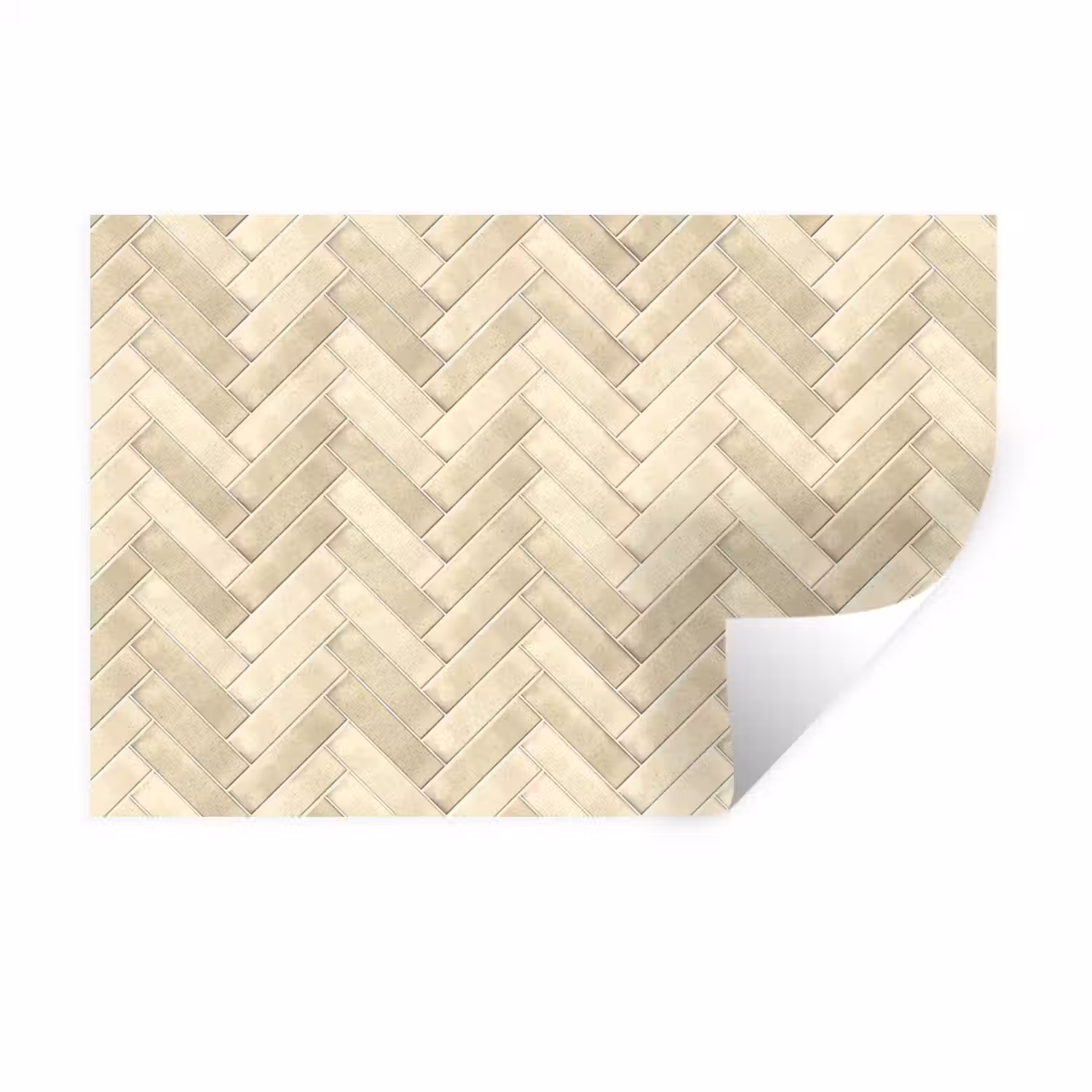 Visgraat - Wandtegel - Licht Beige Muursticker klein 286 -3d