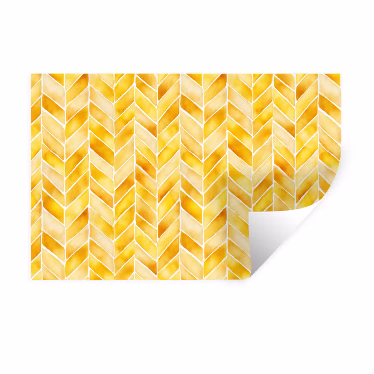 Visgraat - Aquarel - Patronen - Goudgeel Muursticker klein 286 -3d