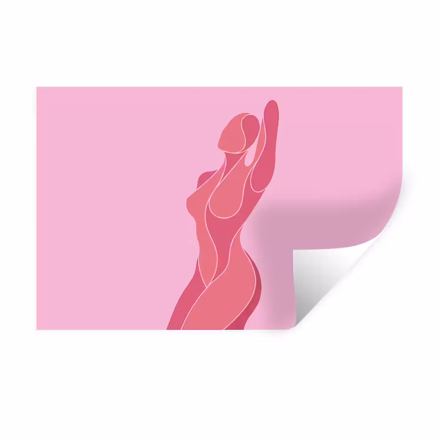 Vrouw - Lichaam - Abstract - Roze Muursticker klein -3d