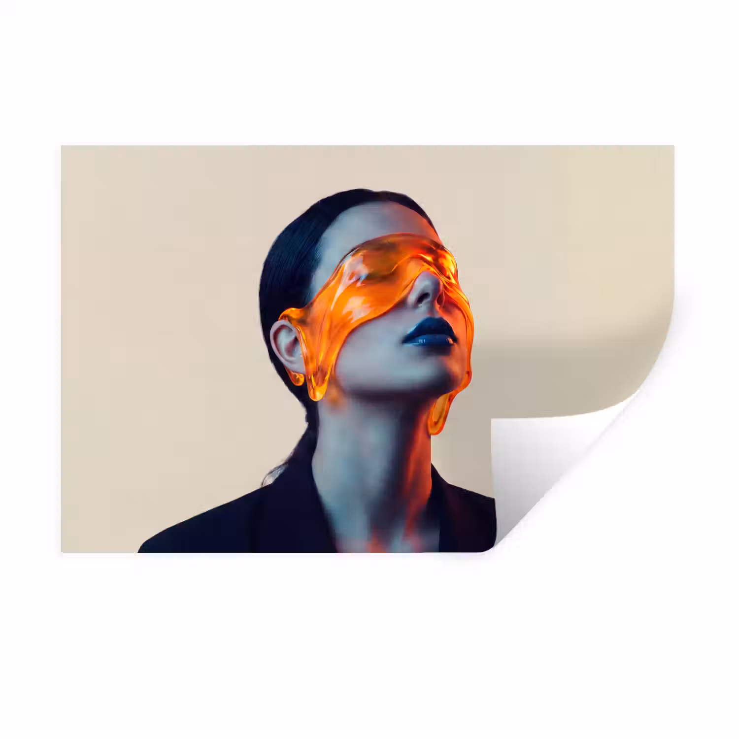Vrouw - Oranje - Abstract - Modern - Kleurrijk Muursticker klein -3d
