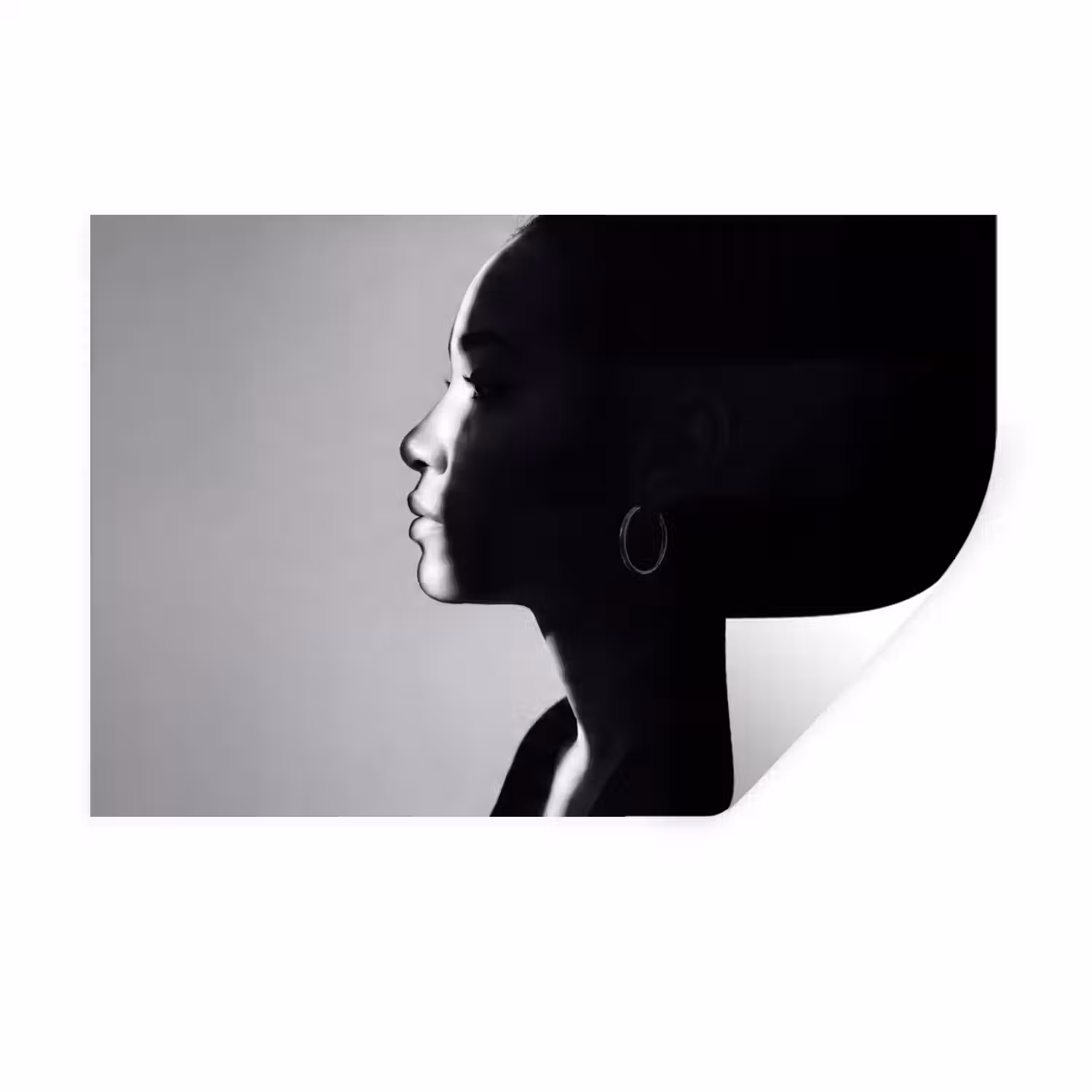 Vrouw - Profiel - Mensen - Zwart-wit Muursticker klein -3d