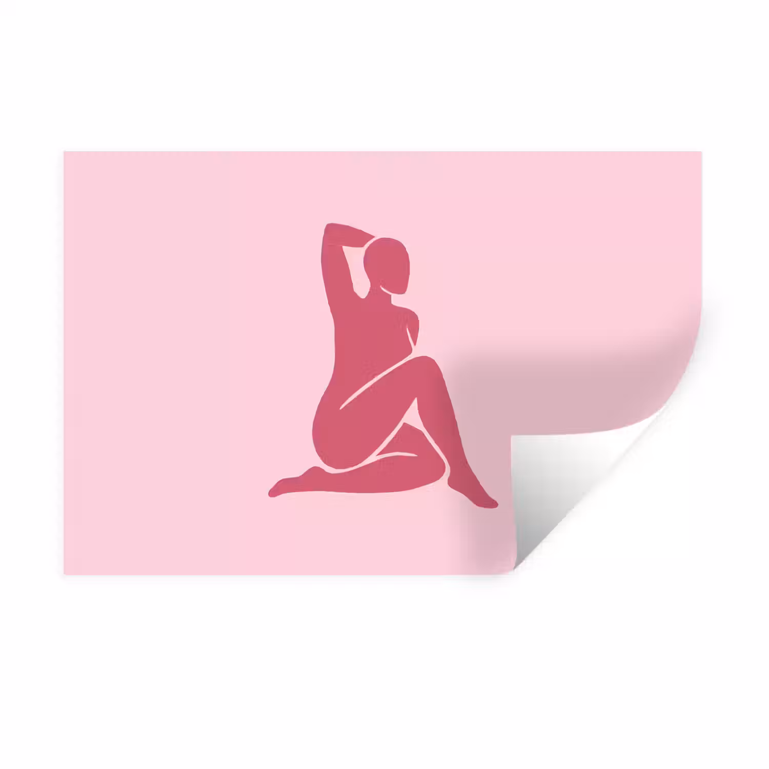 Vrouw - Silhouet - Abstract - Modern - Roze Muursticker klein -3d