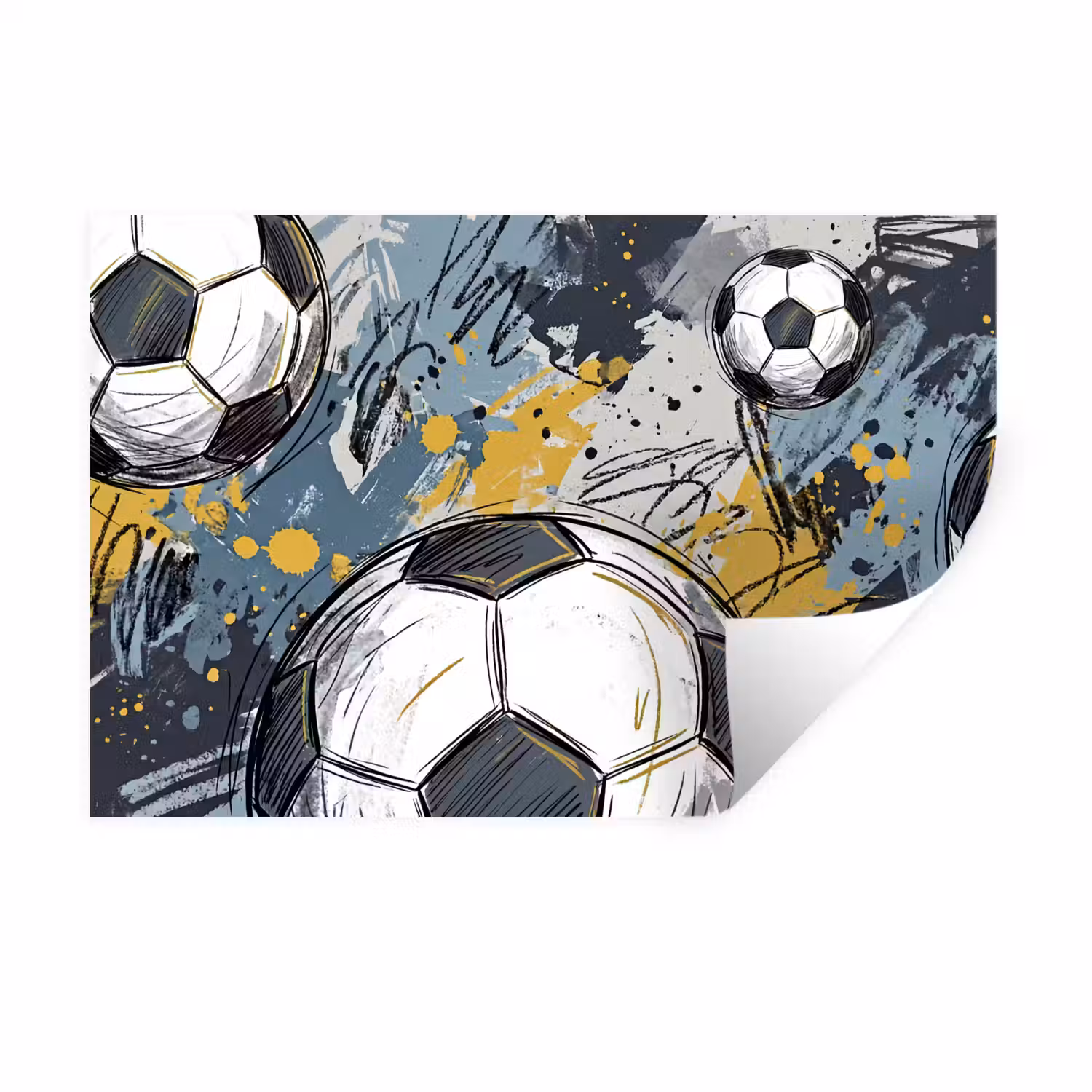 Voetbal - Abstract - Sport - Kleurrijk Muursticker klein -3d