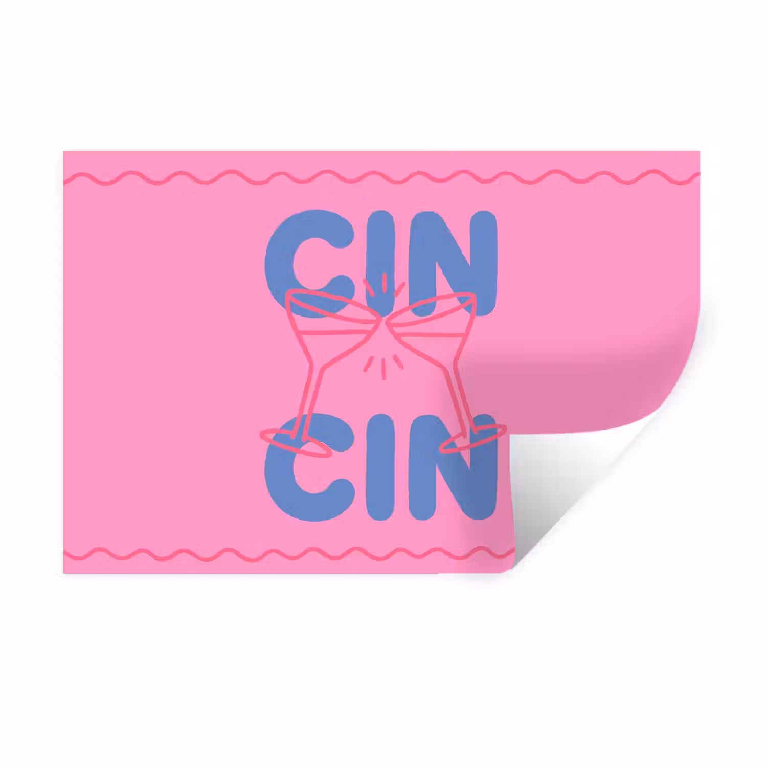 Drank - Glazen - Proost - Modern - Roze Muursticker klein -3d