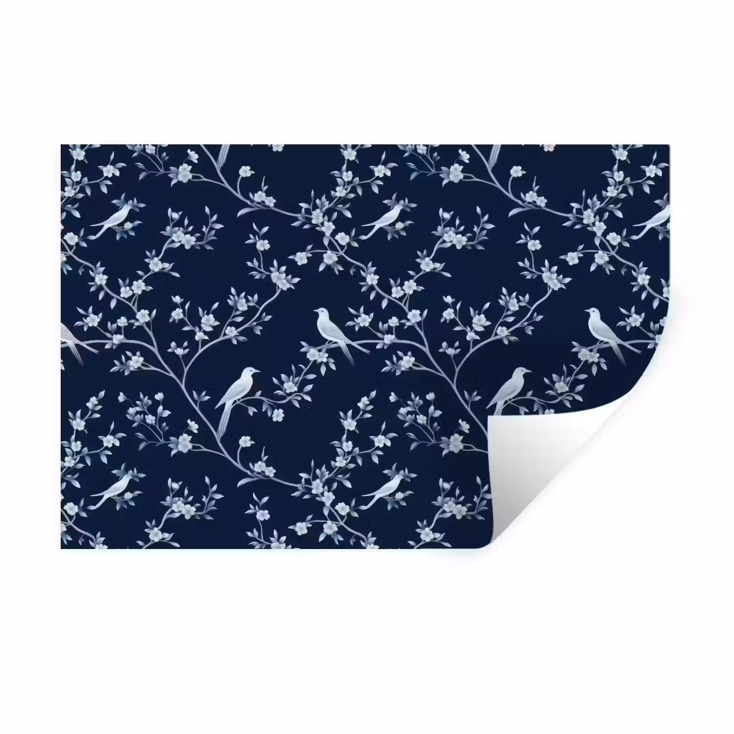 Grafisch - Bloesemtak - Blauw Muursticker klein 286 -3d