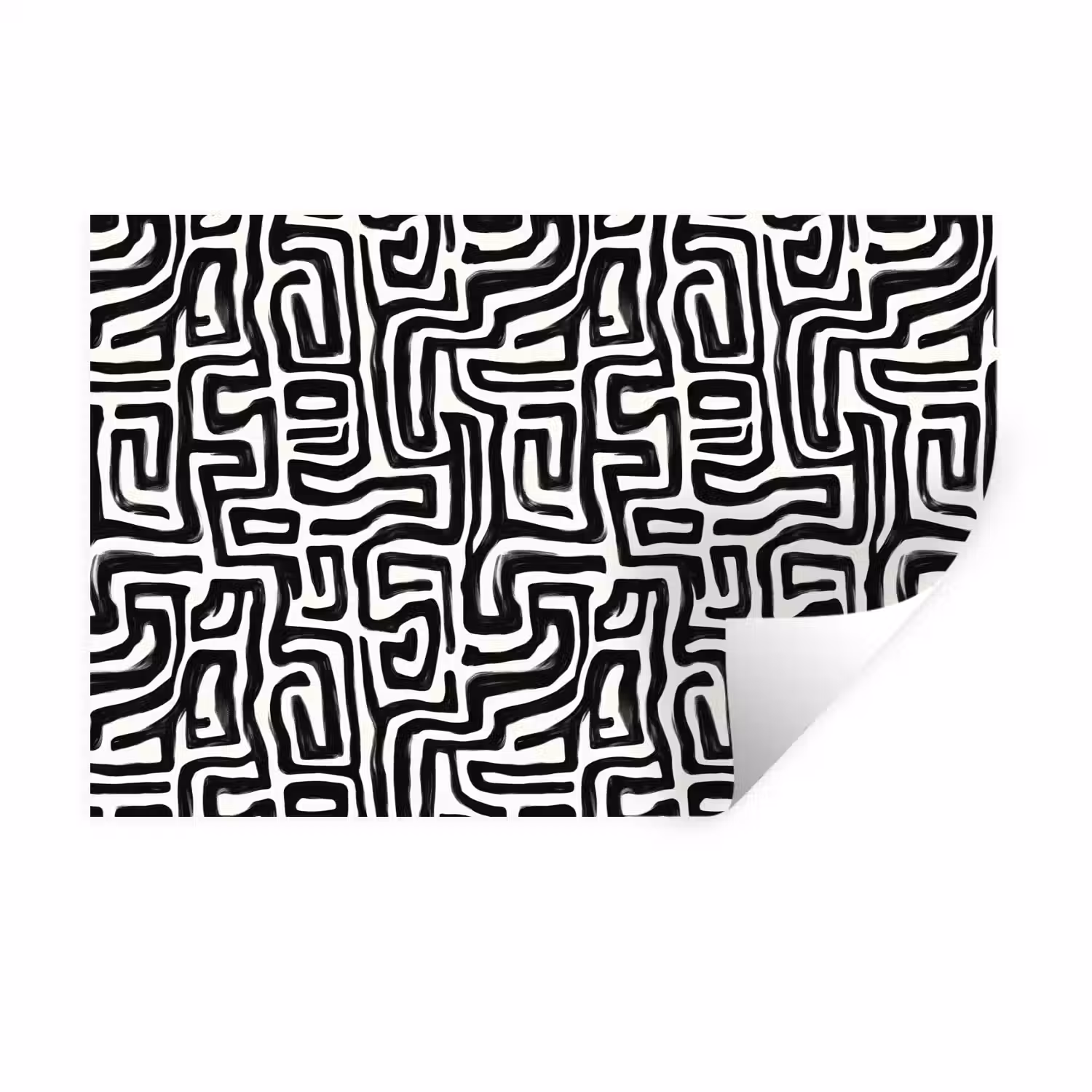 Grafisch - Lijnen - Zwart - Wit Muursticker klein 286 -3d