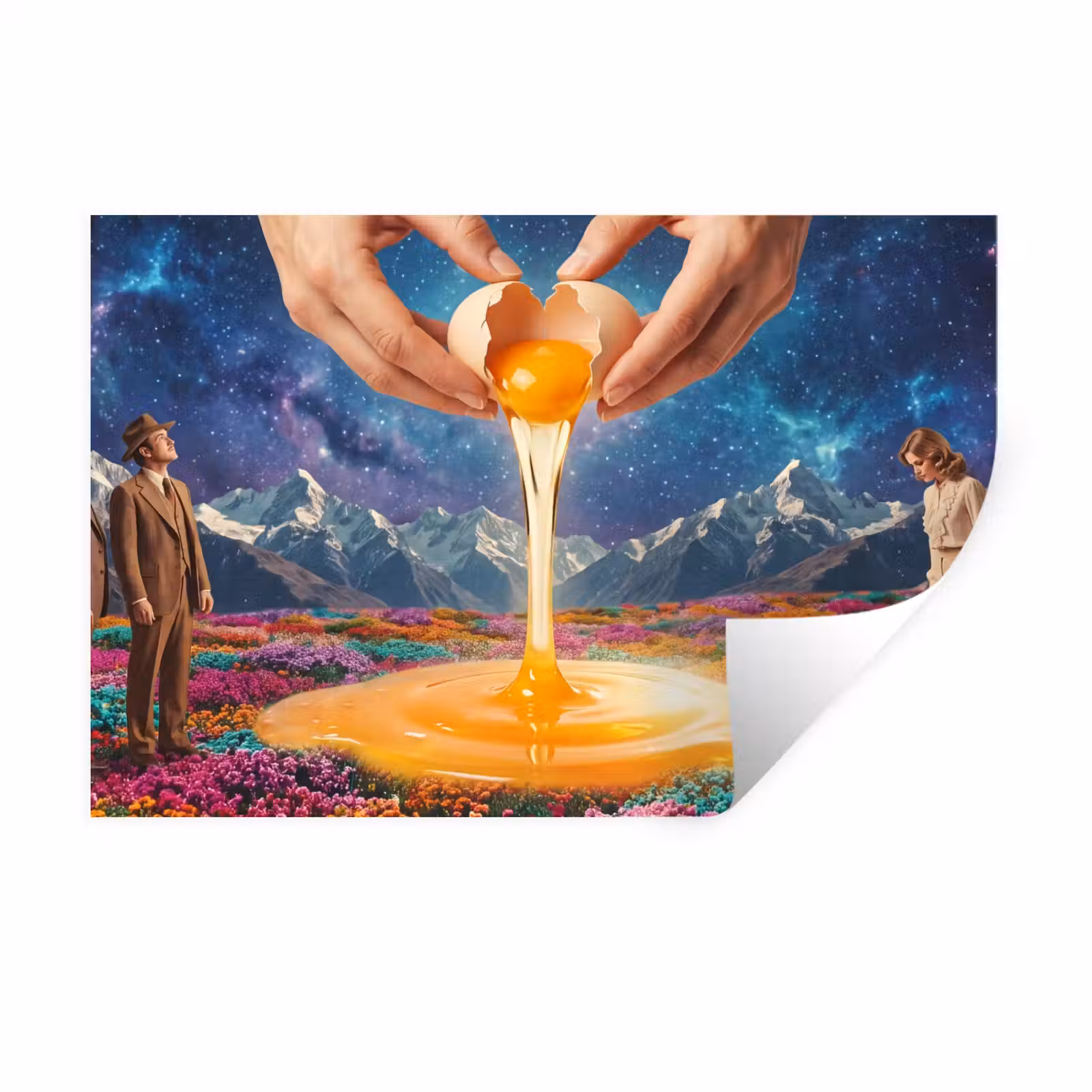 Wandtattoo – Hände – Ei – Surrealismus - Handen - Ei - Surrealisme Muursticker klein