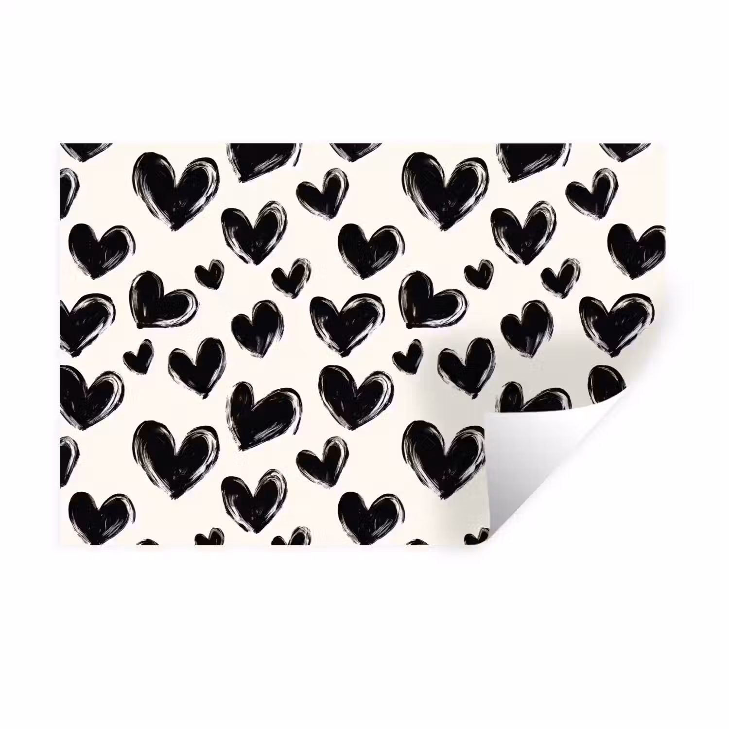Hartjes - Patroon - Zwart Muursticker klein 286 -3d