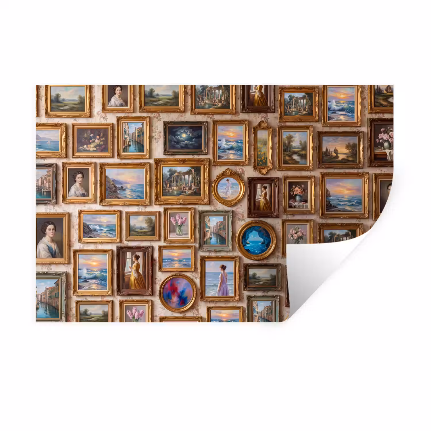 Interieur - Kunst - Collectie - Klassiek - Goud Muursticker klein -3d