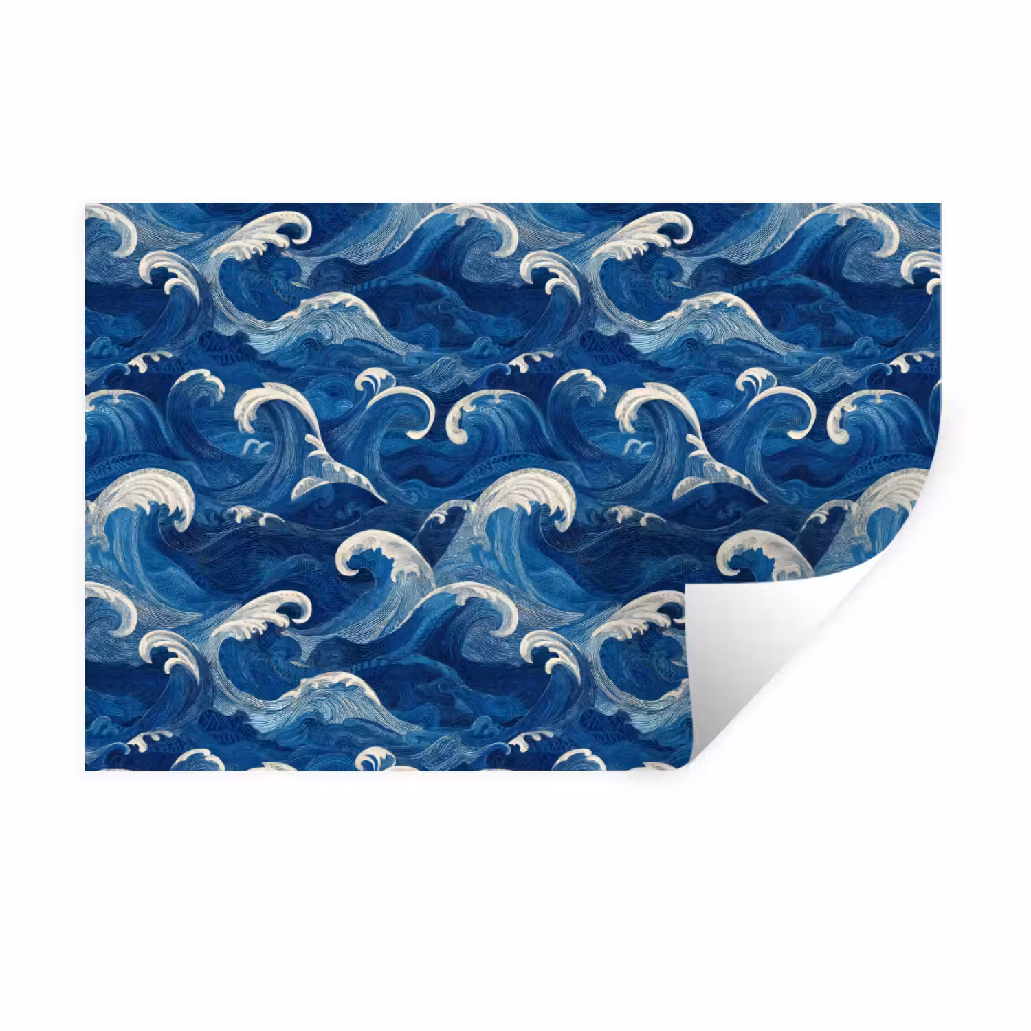 Japans - Oceaan - Golven - Blauw Muursticker klein 286 -3d
