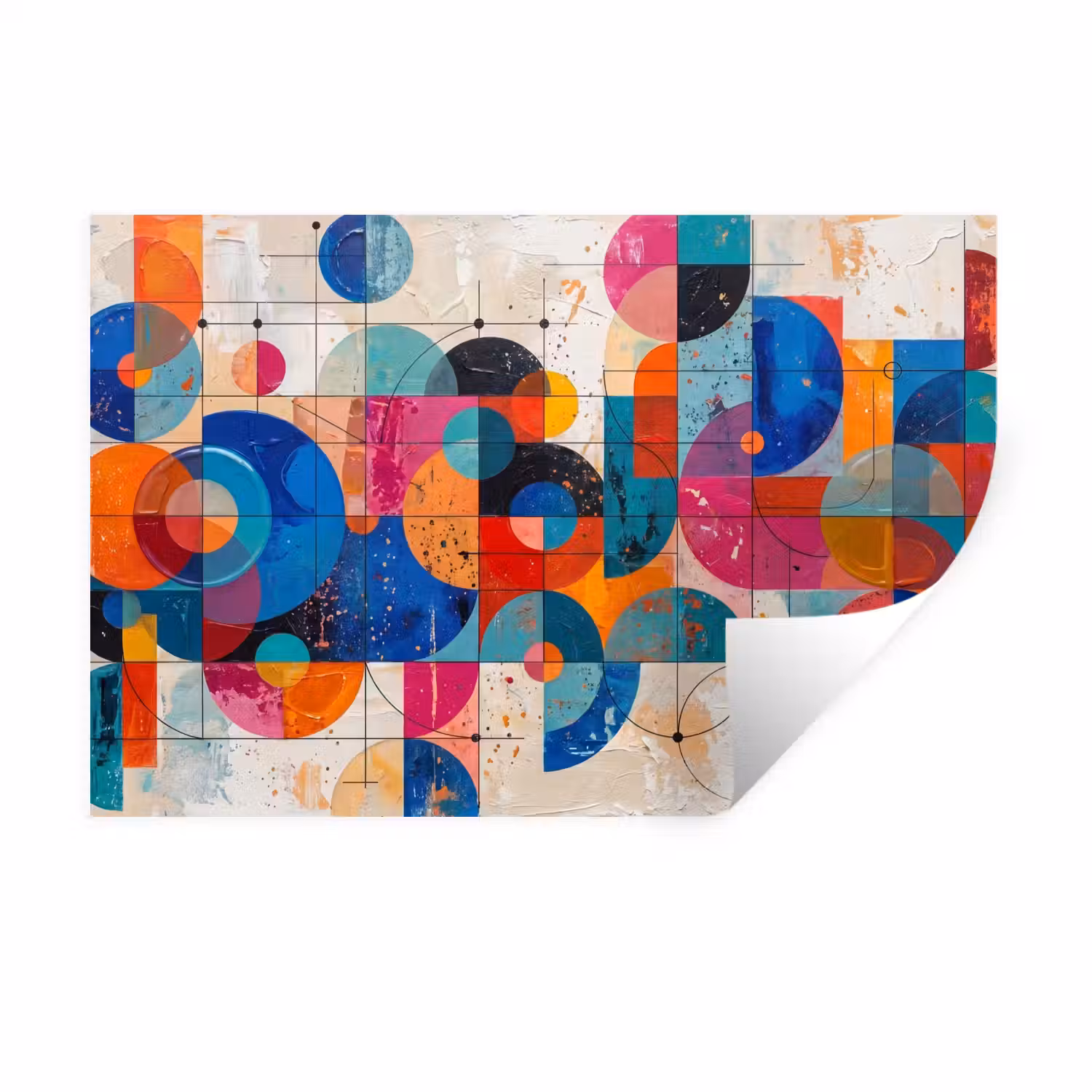 Kunst - Geometrisch - Abstract - Kleurrijk Muursticker klein -3d