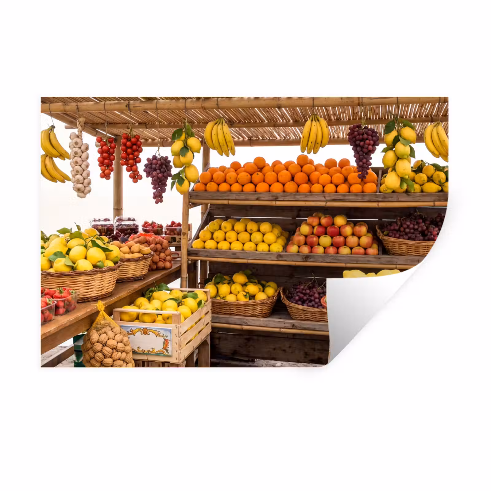 Wandtattoo – Marktstand – Obst – Frisch - Marktkraam - Fruit - Vers Muursticker klein