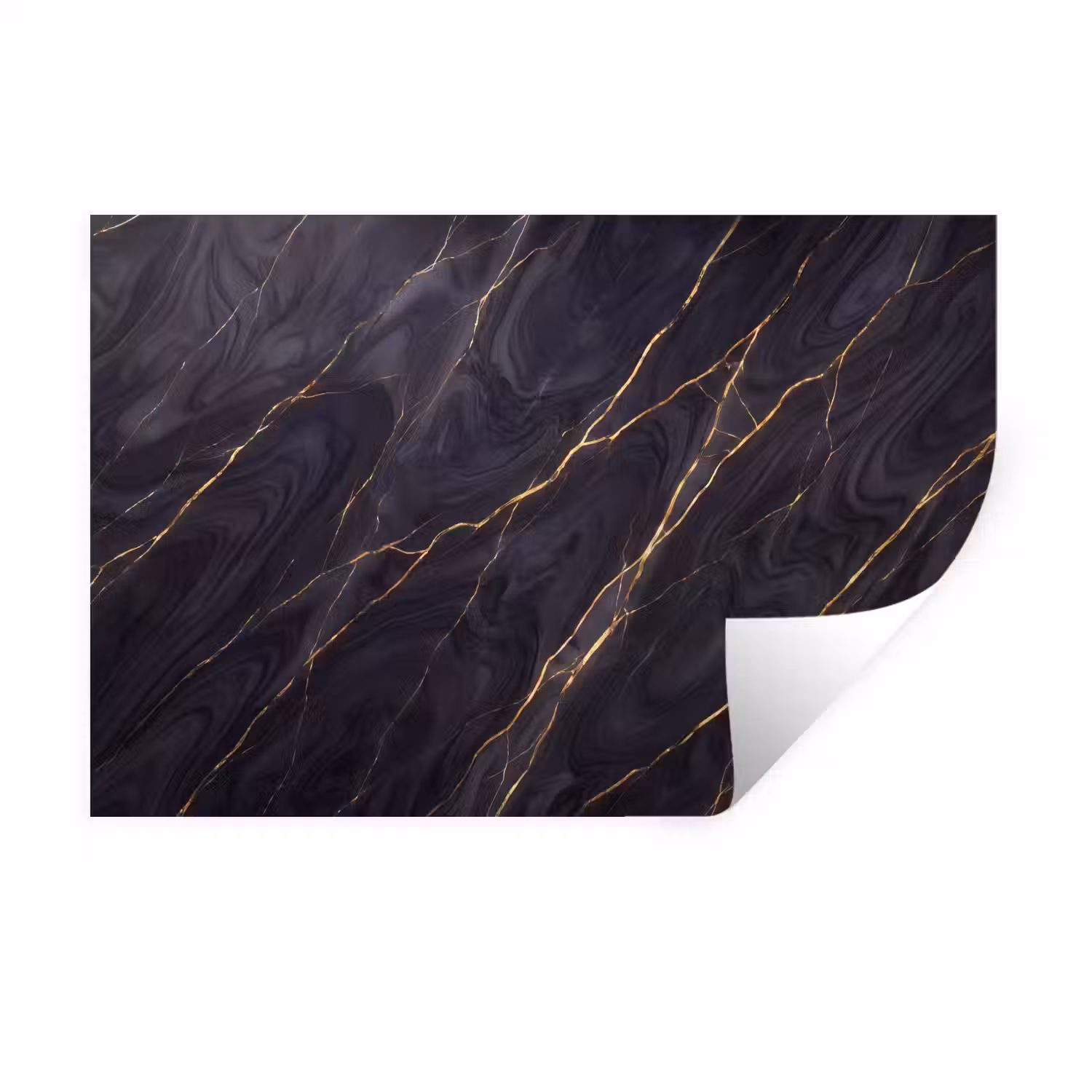 Marmer - Goudaders - Abstract - Modern - Zwart Muursticker klein -3d