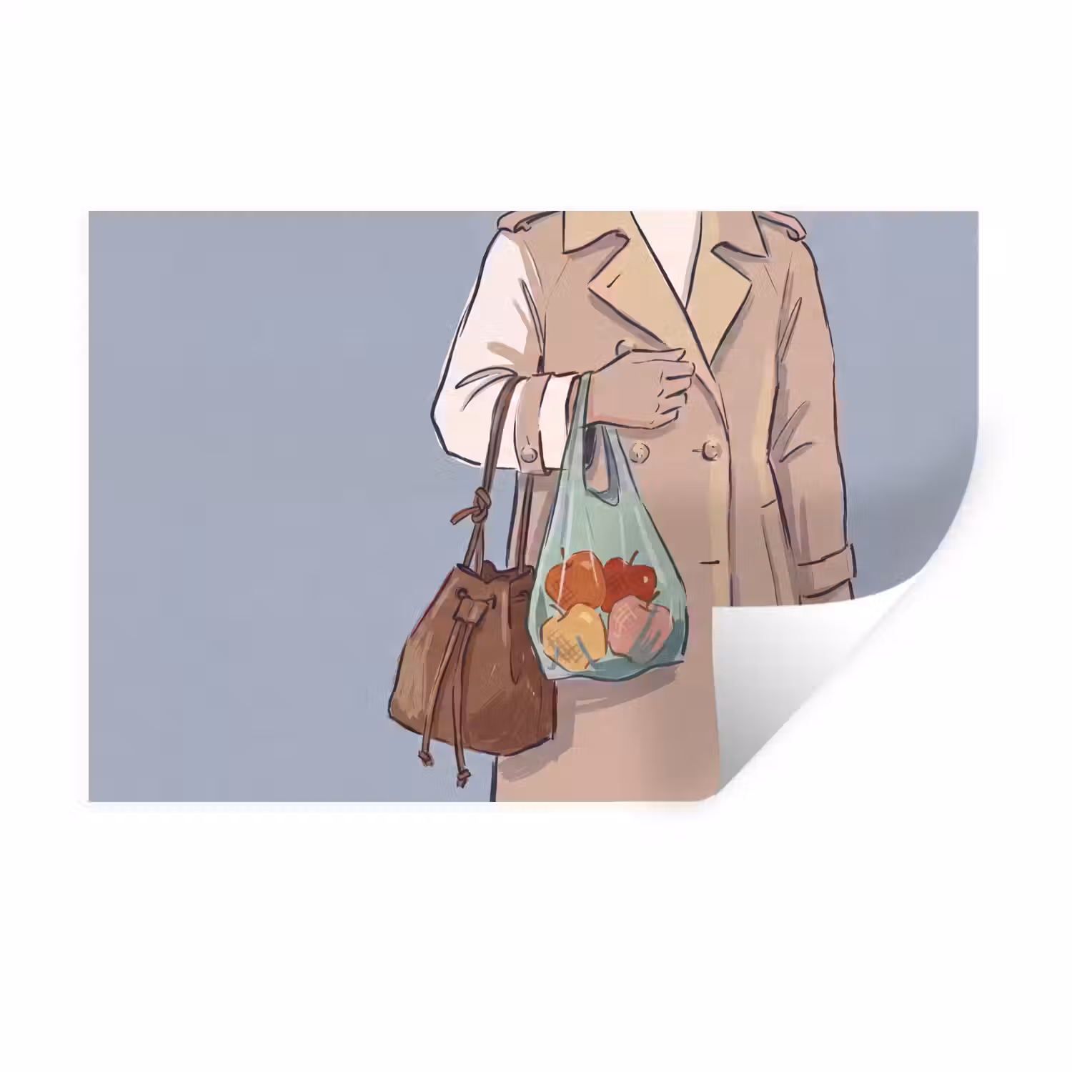 Mensen - Boodschappen - Stadsleven - Modern - Kleurrijk Muursticker klein -3d