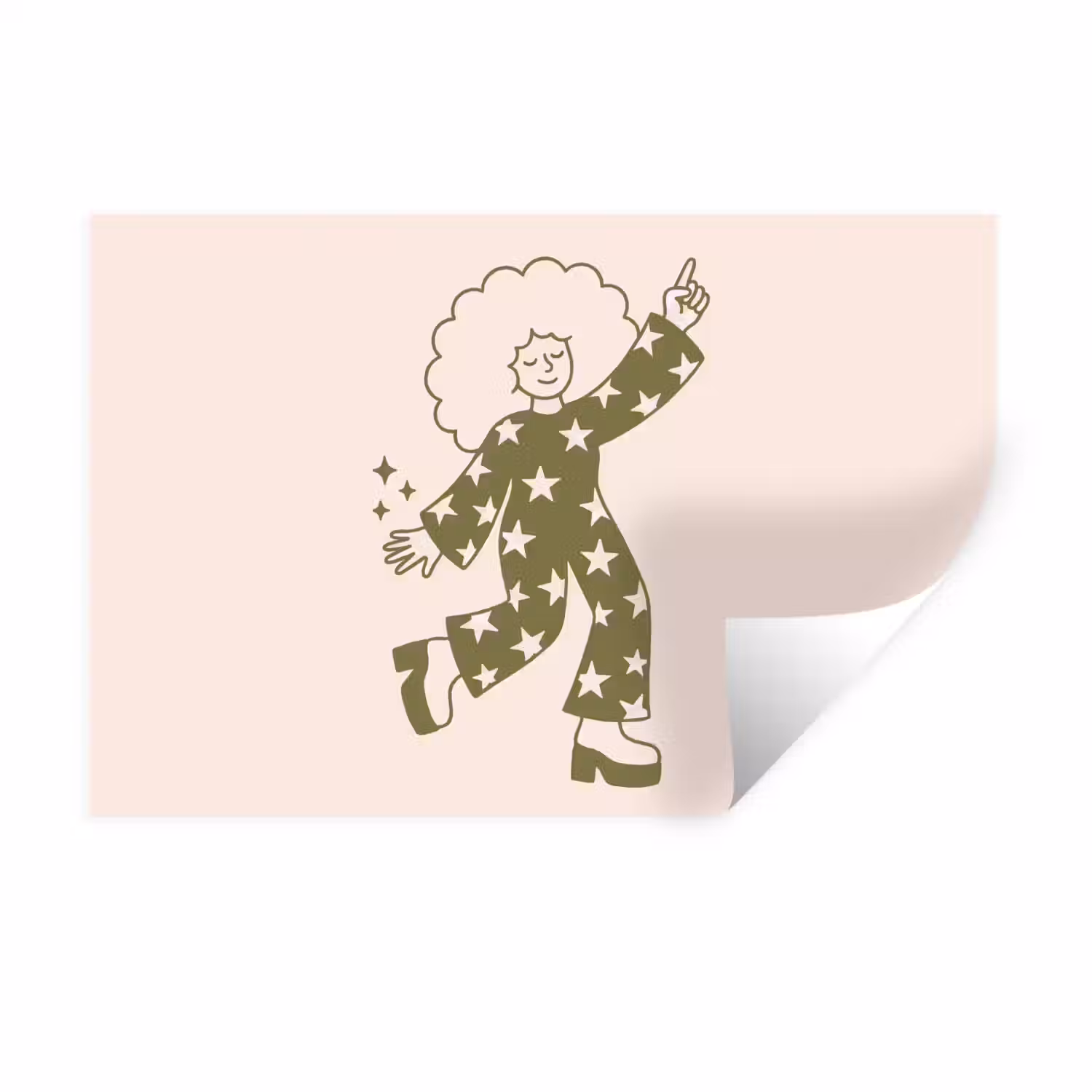 Mensen - Dansend - Feest - Vintage - Groen Muursticker klein -3d