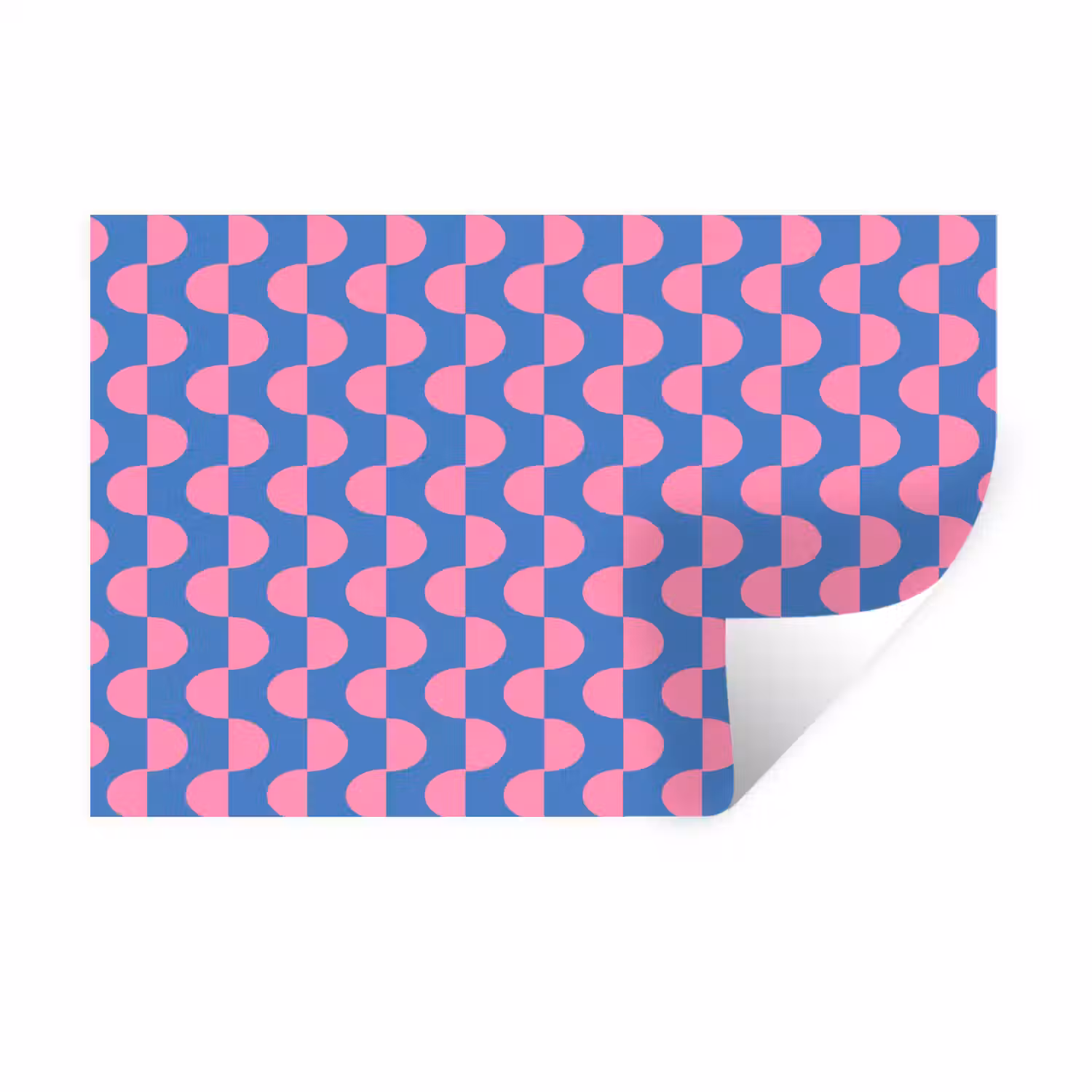 Patroon - Halve cirkels - Abstract - Modern - Roze - Blauw Muursticker klein -3d
