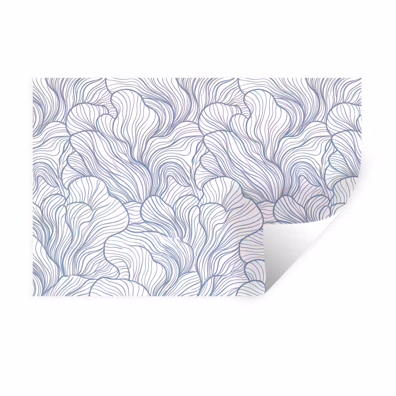 Patroon - Lijnen - Organisch - Abstract - Blauw Muursticker klein -3d