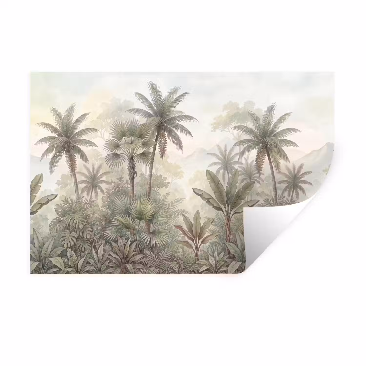 Natuur - Tropisch bos - Landschap - Aquarel - Groen Muursticker klein -3d