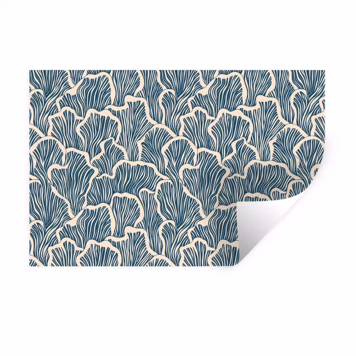 Organisch - Blauw - Crème - Schelpen Muursticker klein 286 -3d