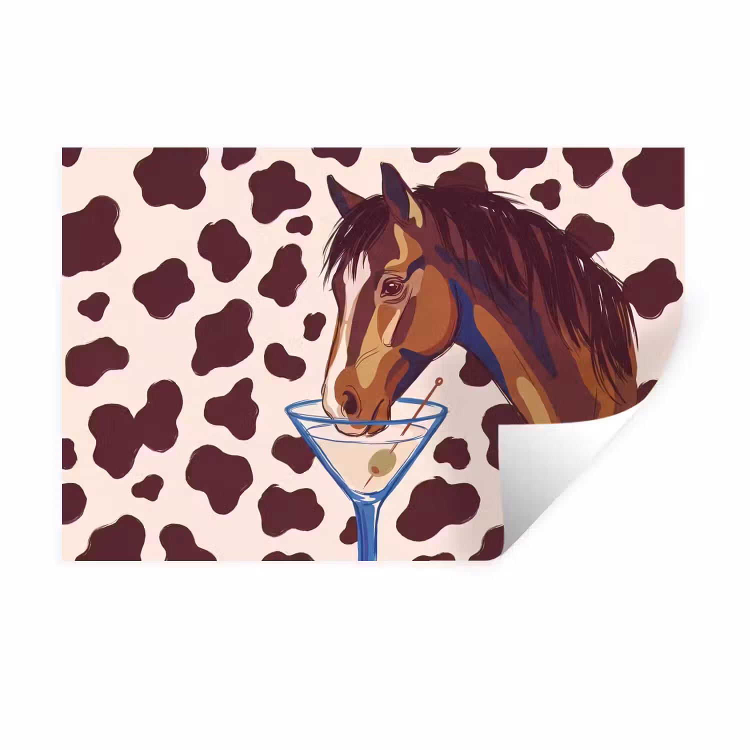 Paard - Martini - Dieren - Abstract - Bruin Muursticker klein -3d