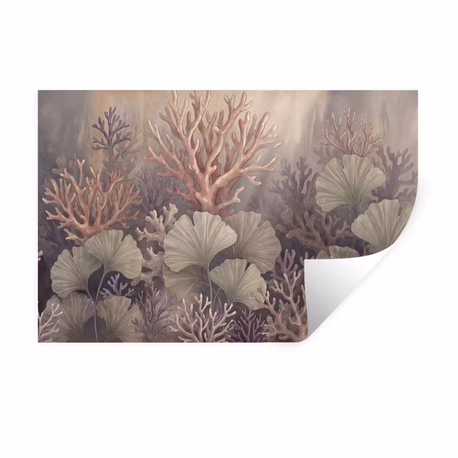 Plant - Bladeren - Zee - Illustratie - Groen Muursticker klein -3d