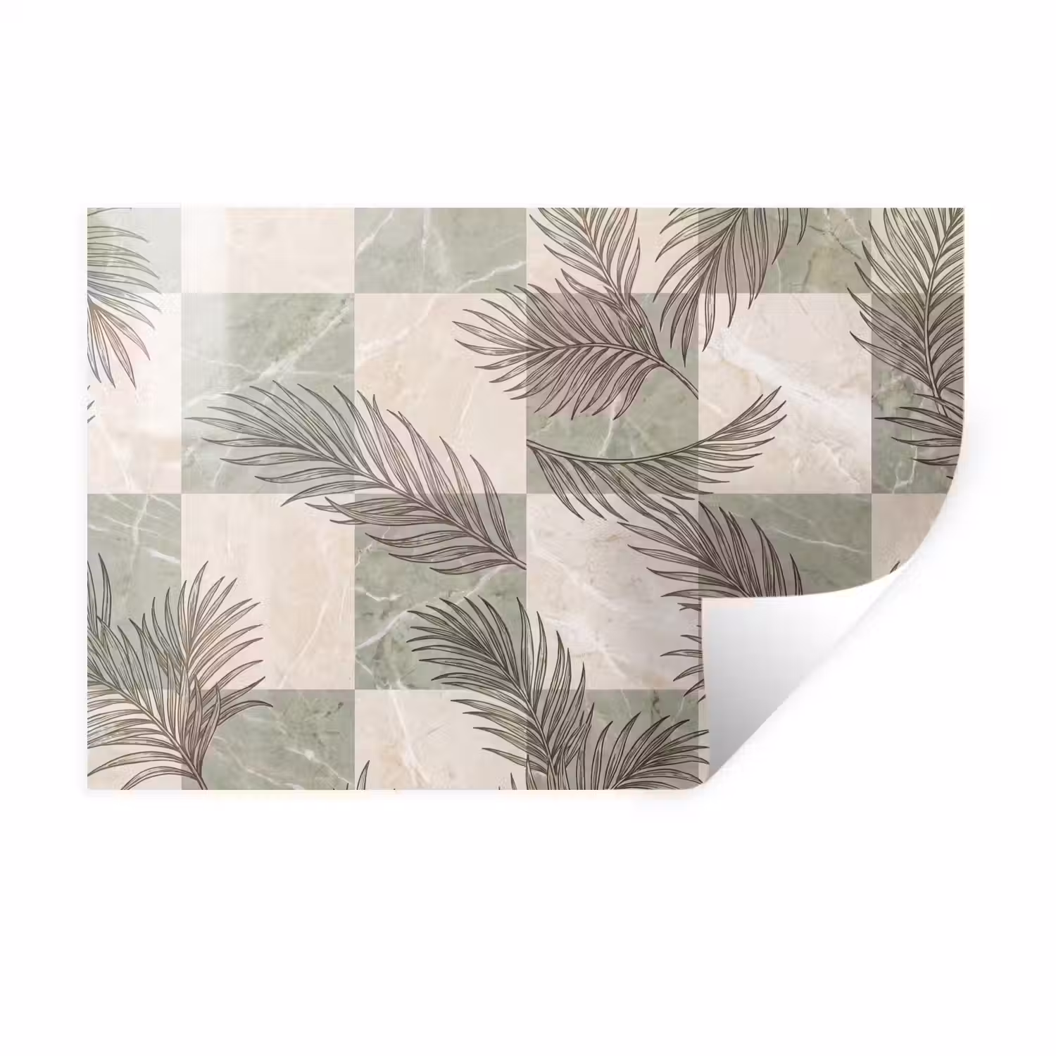 Planten - Bladeren - Marmer - Modern - Groen Muursticker klein -3d