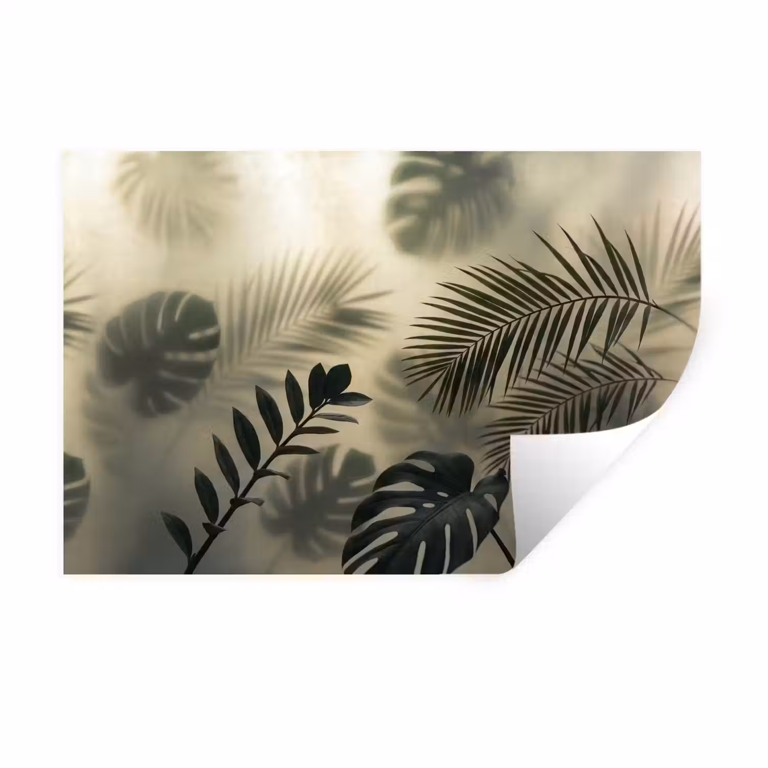 Planten - Bladeren - Schaduwen - Groen - Modern Muursticker klein -3d