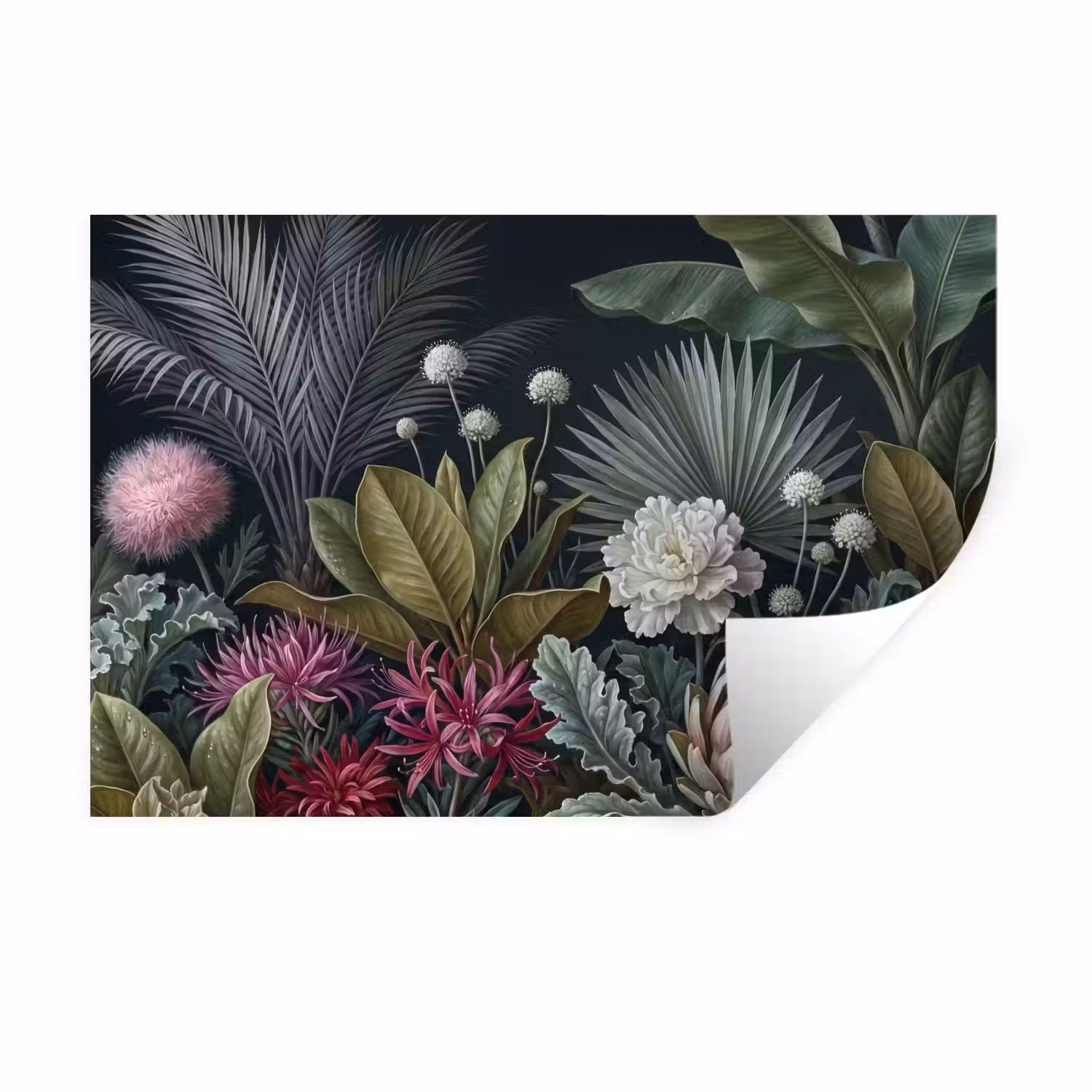 Planten - Tropisch - Botanisch - Donker - Groen Muursticker klein -3d
