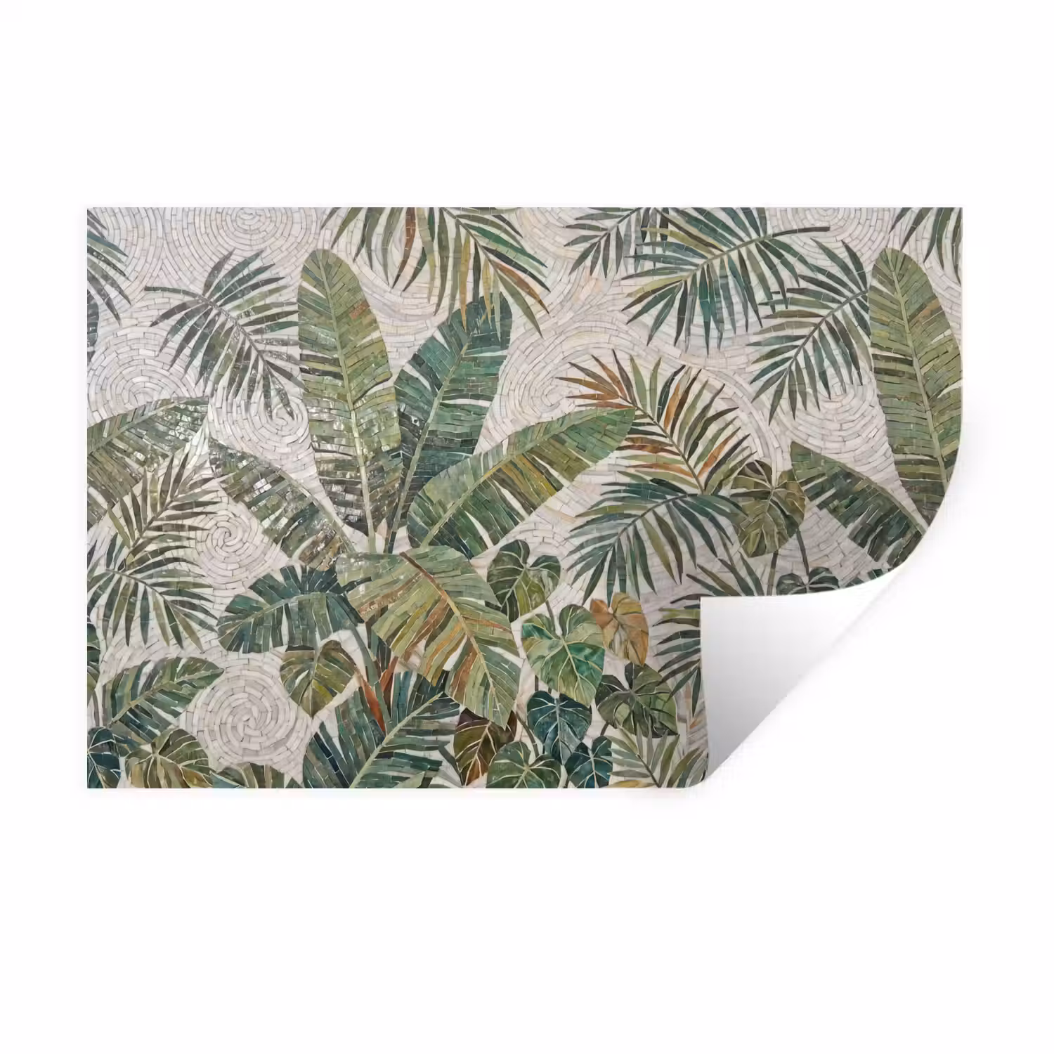 Planten - Tropisch - Mozaïek - Natuur - Groen Muursticker klein -3d