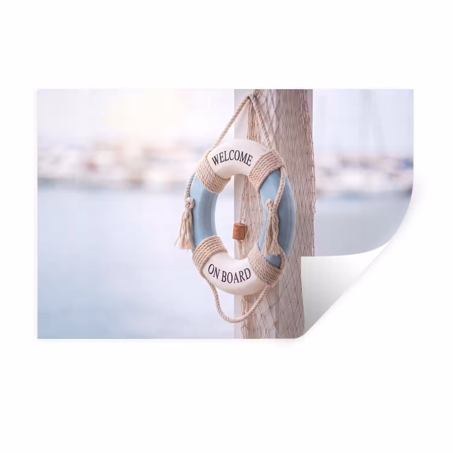 Reddingsboei - Maritiem - Welkom - Blauw - Wit Muursticker klein -3d