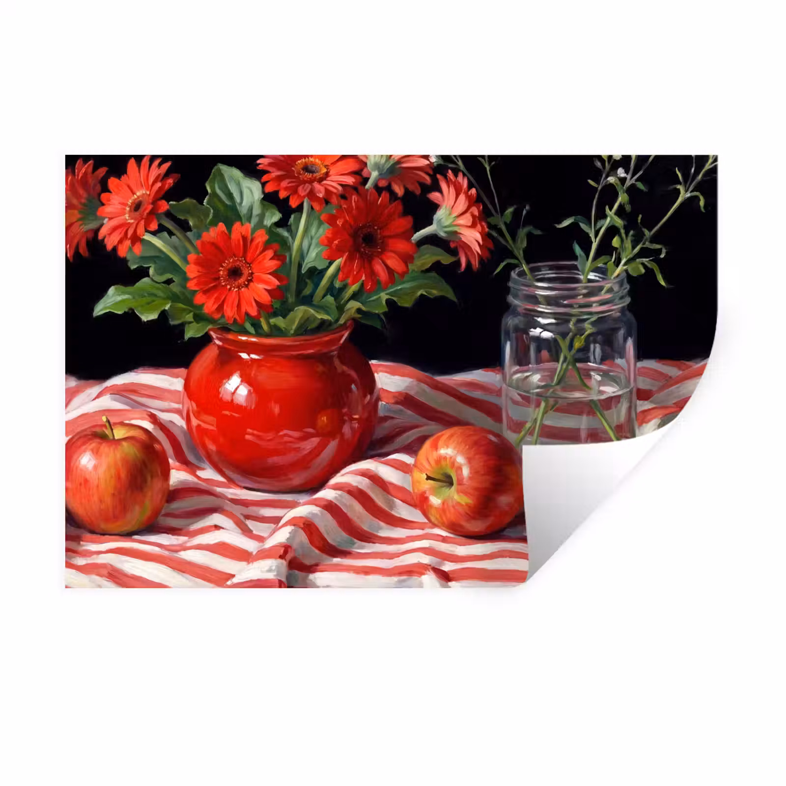 Wandtattoo – Rote Blumen – Vase - Rode bloemen - Vaas Muursticker klein
