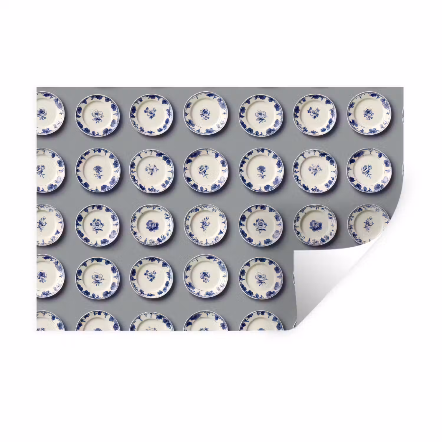 Borden - Bloemen - Blauw - Wit Muursticker klein 286 -3d