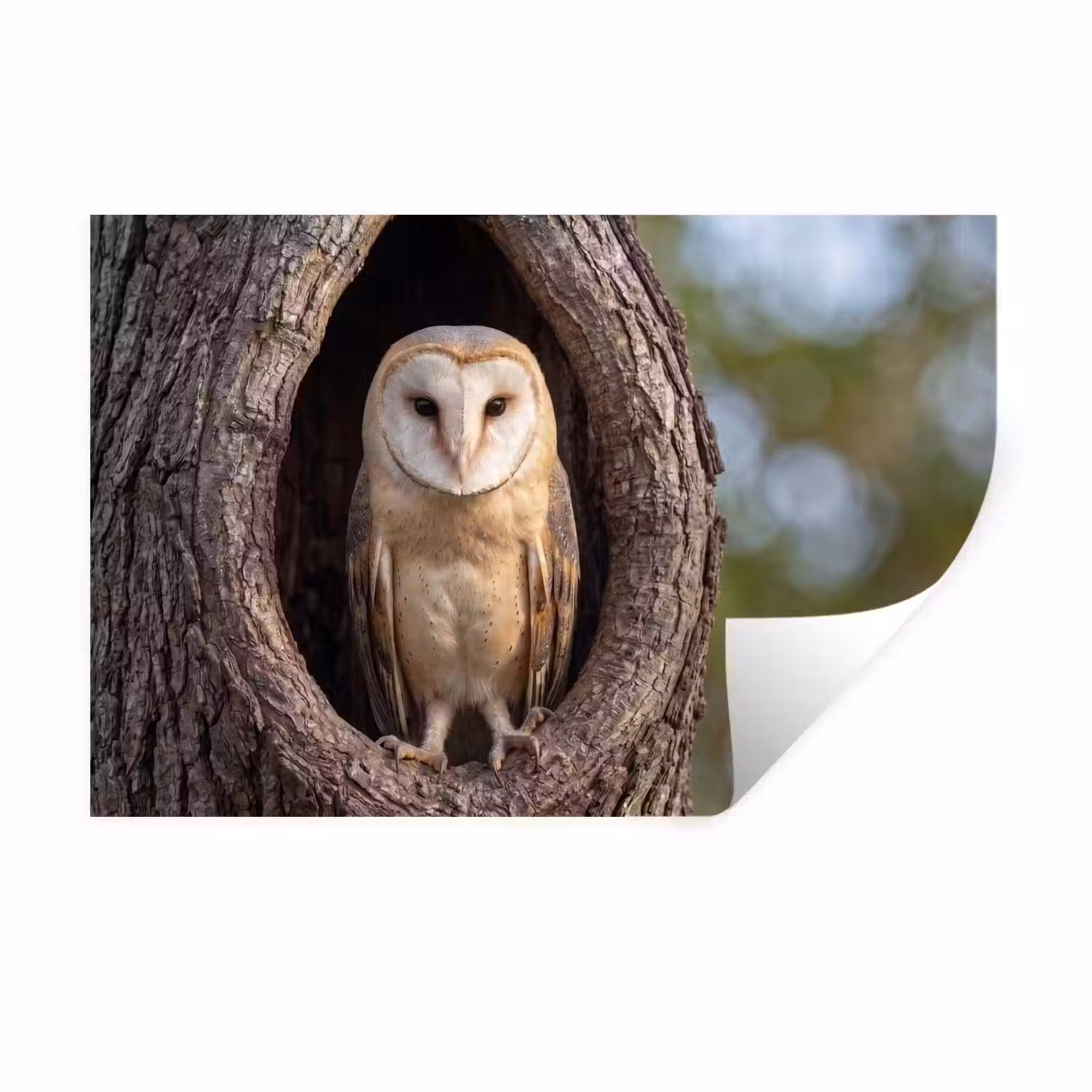 Kerkuil - Boom - Natuur - Bruin Muursticker klein -3d