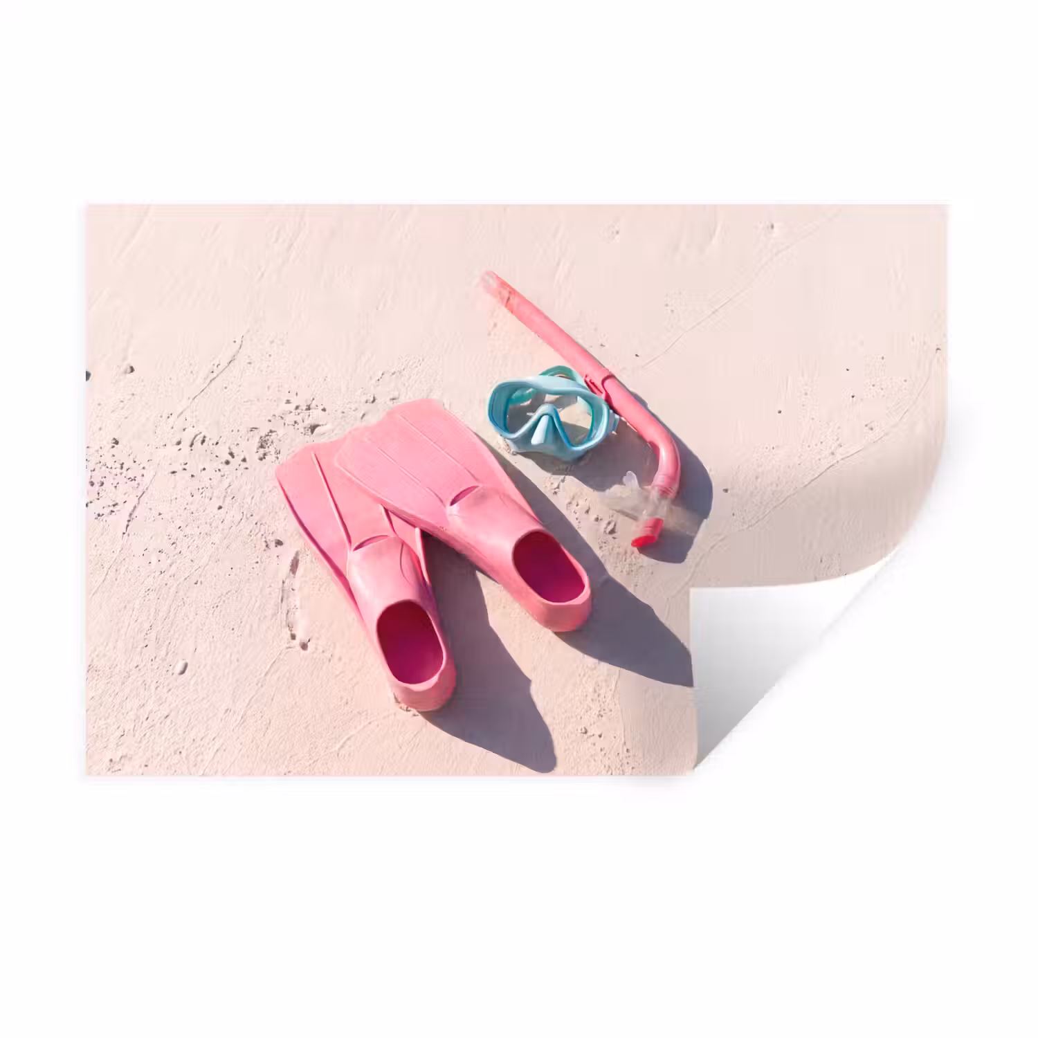 Snorkelset - Strand - Zomer - Roze Muursticker klein -3d