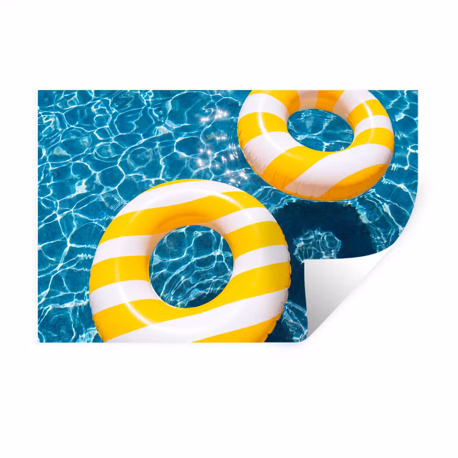 Zwembad - Zwembanden - Zomer - Geel - Blauw Muursticker klein -3d