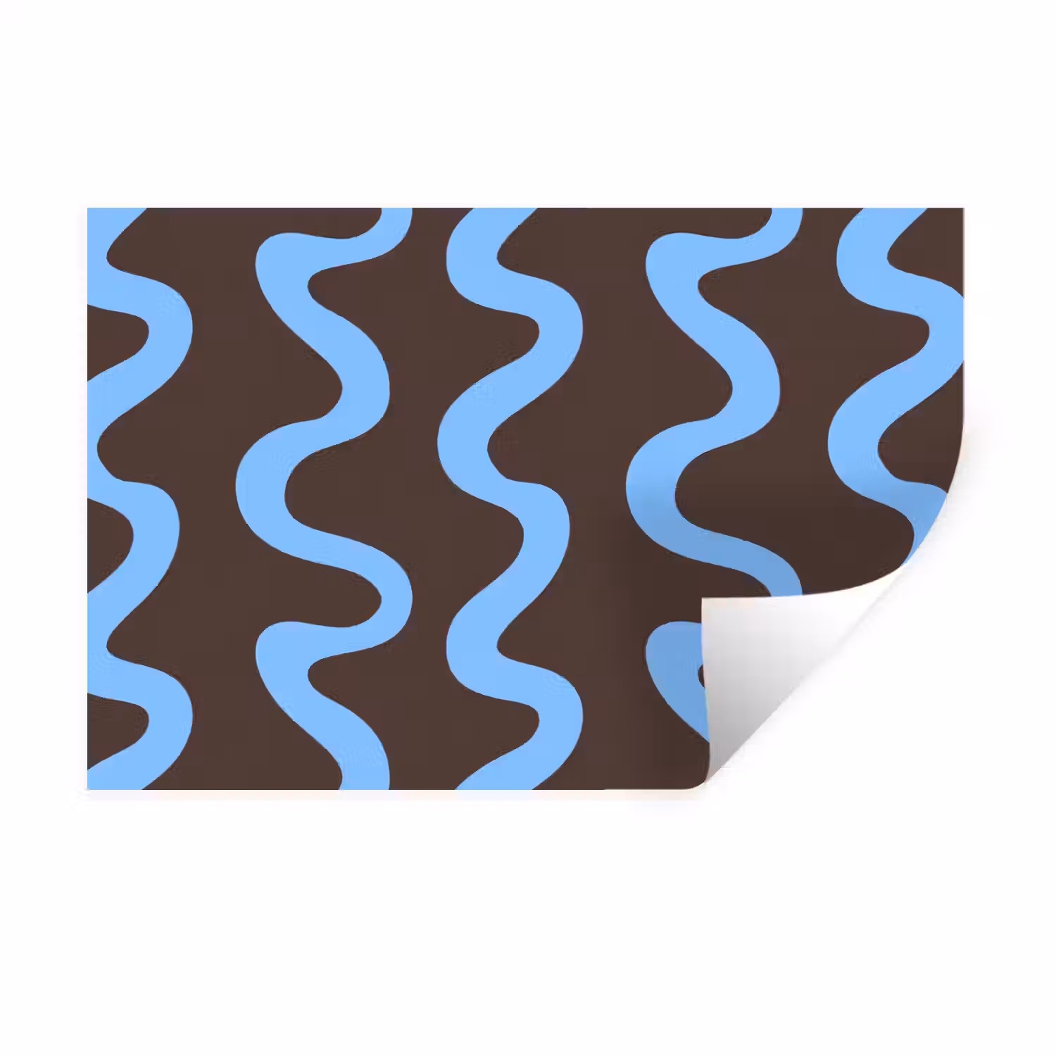 Kronkelende lijnen - Blauw - Bruin - Minimalistisch Muursticker klein 286 -3d