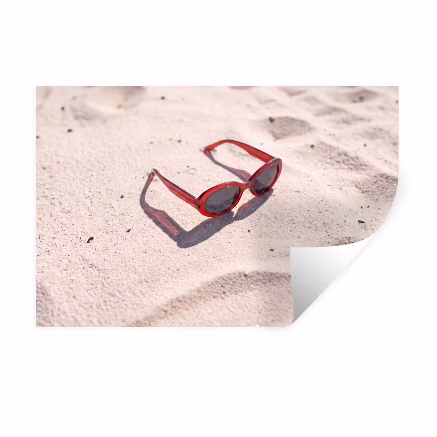 Zonnebril - Strand - Vakantie - Rood Muursticker klein -3d