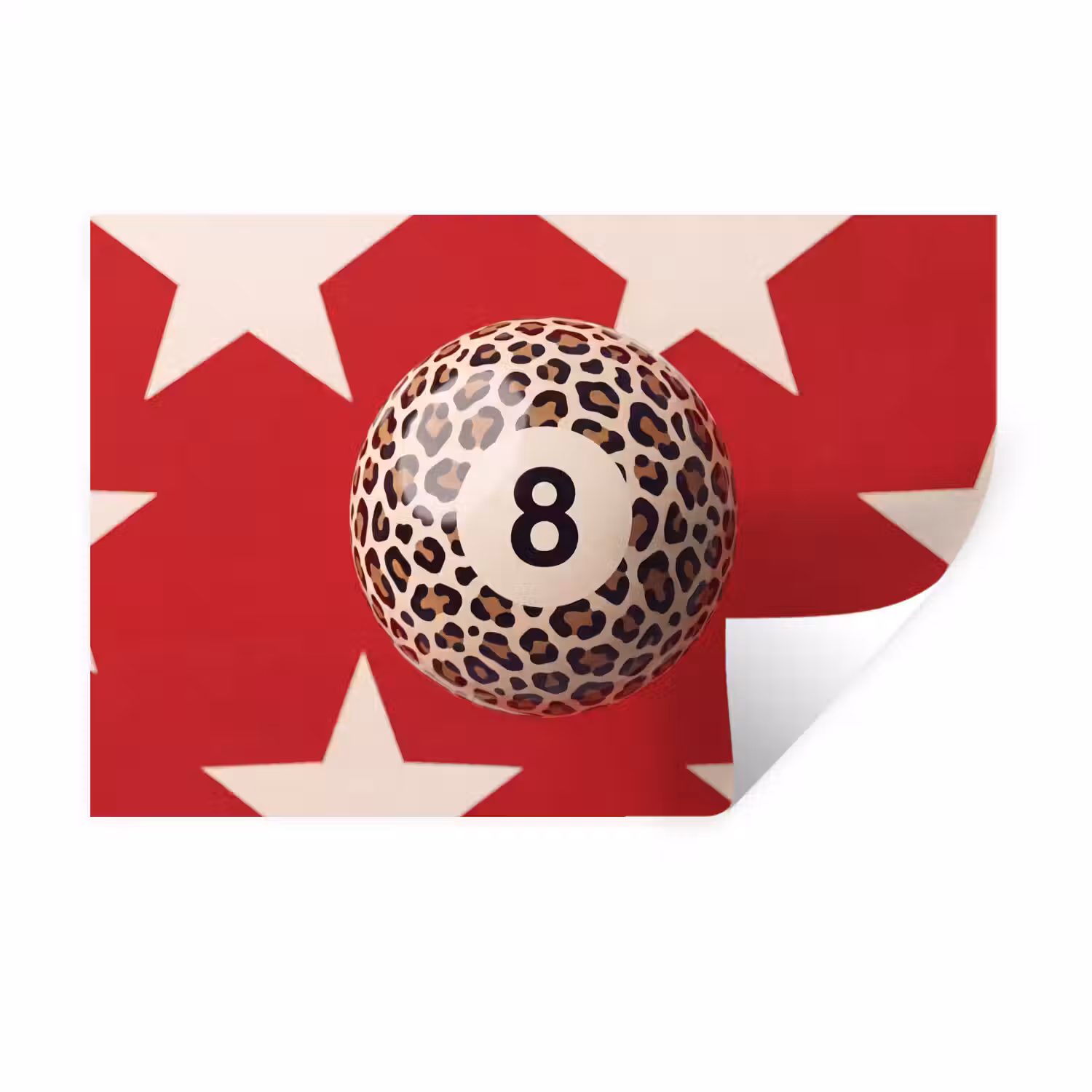Spel - Dierenprint - Nummer 8 - Modern - Rood Muursticker klein -3d