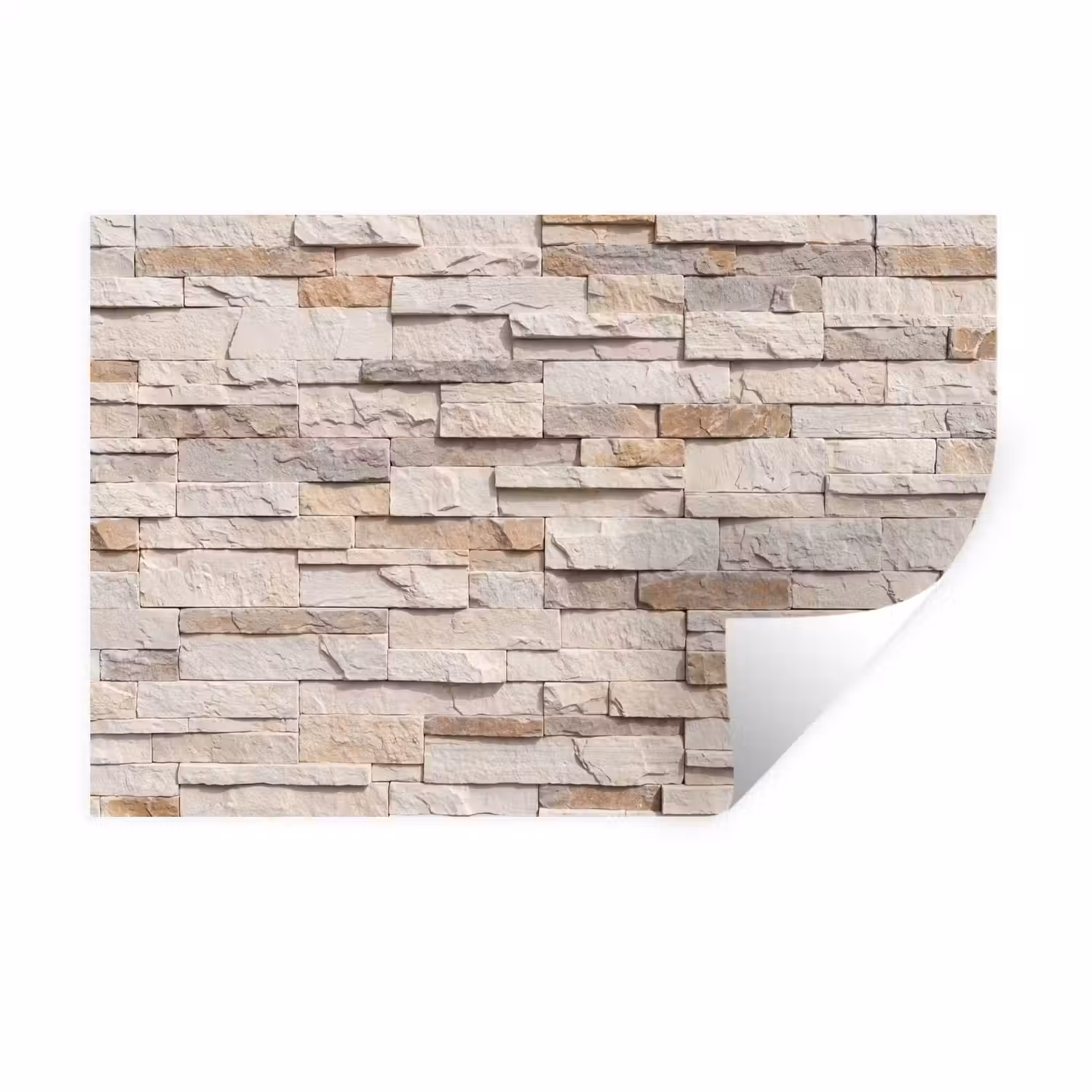 Steen - Muur - Textuur - Rustiek - Beige Muursticker klein -3d