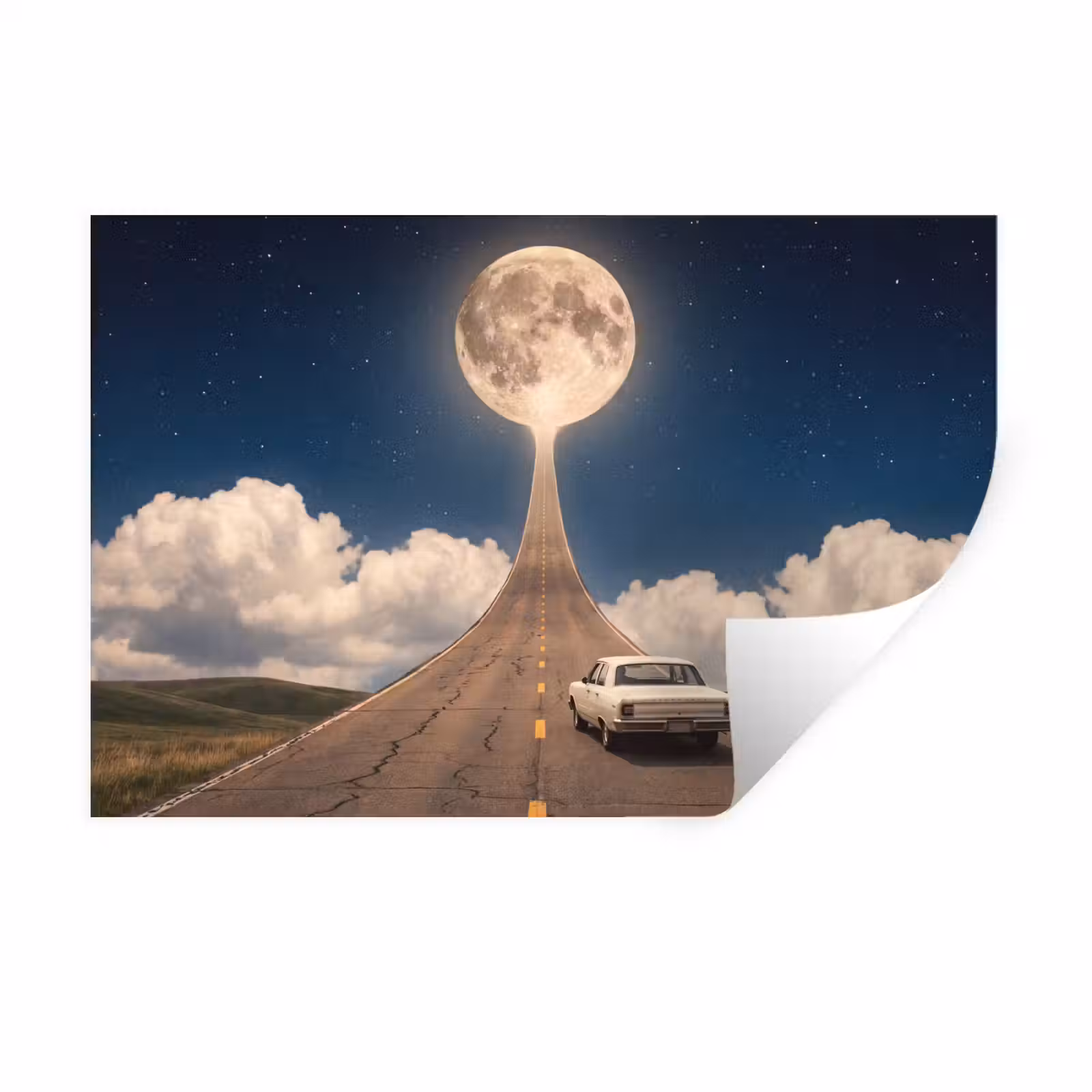 Wandtattoo – Straße – Mond – Nacht - Weg - Maan - Nacht Muursticker klein