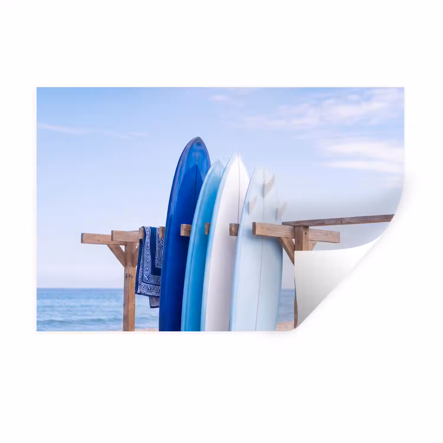 Surfplank - Strand - Zomer - Blauw - Water Muursticker klein -3d