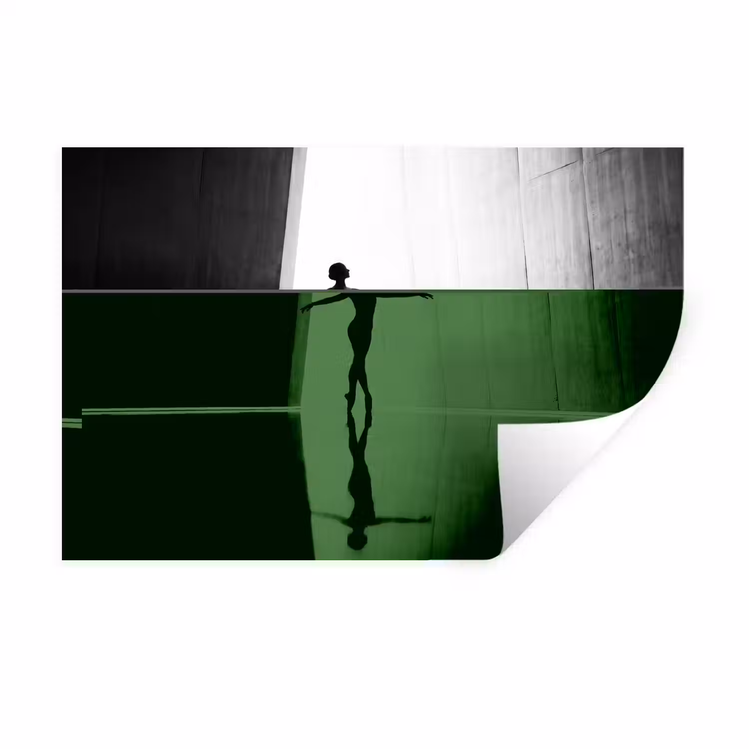 Danser - Silhouette - Kunst - Modern - Zwart-wit Muursticker klein -3d