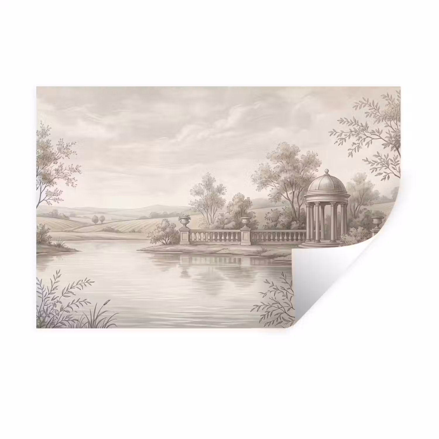Terras - Water - Natuur - Landschap Muursticker klein -3d