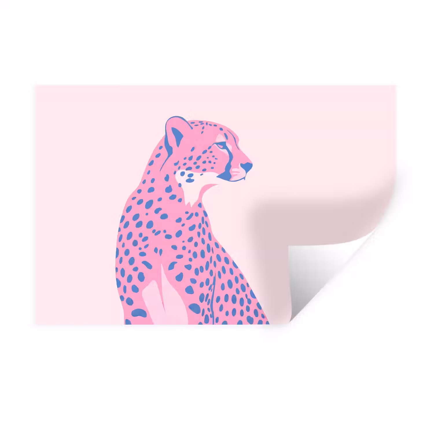 Dieren - Profiel - Abstract - Roze - Blauw Muursticker klein -3d